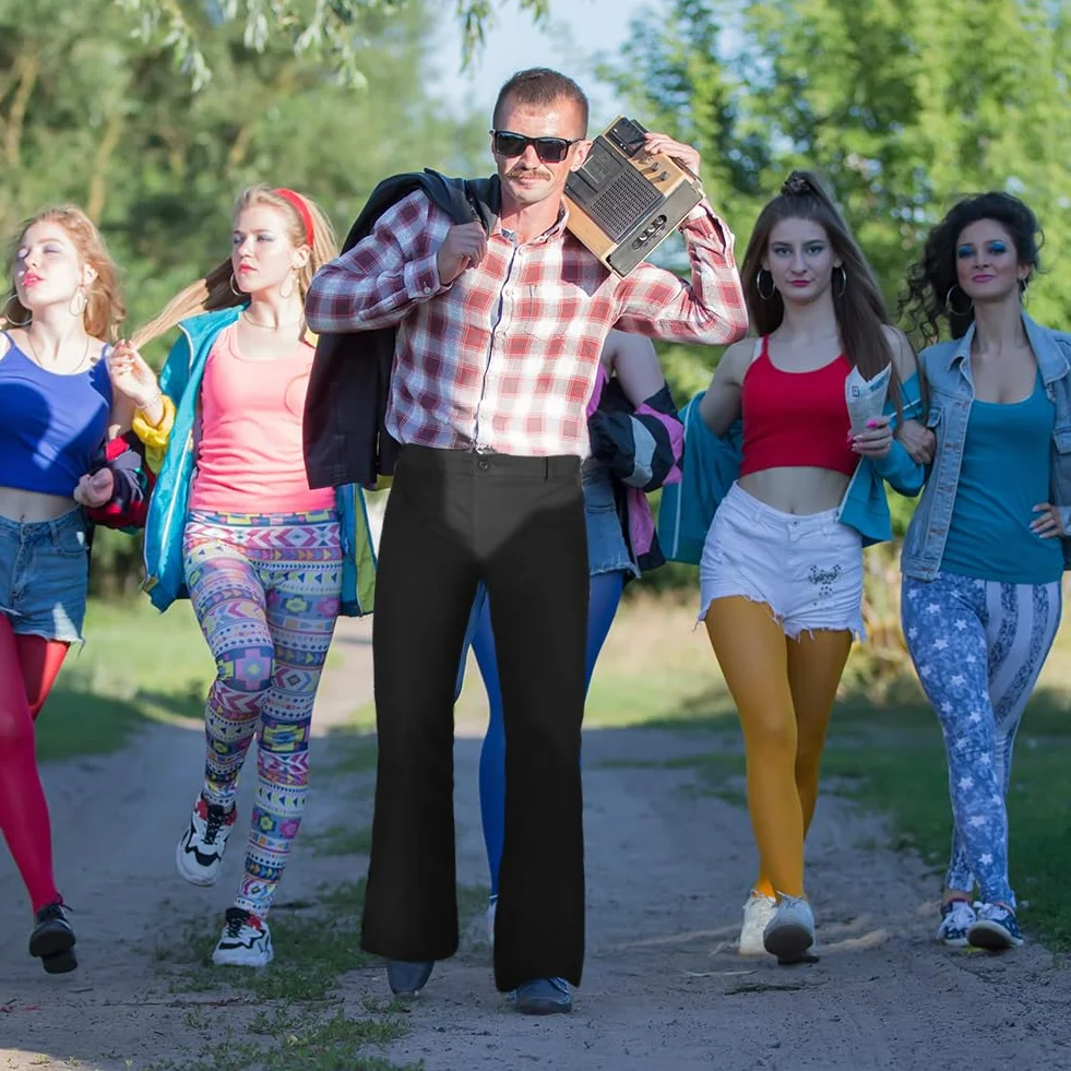 Męskie spodnie w stylu lat 70., dyskoteka, kostium hipisowski, kostium męski, karnawał, dyskoteka, na karnawał, imprezę tematyczną