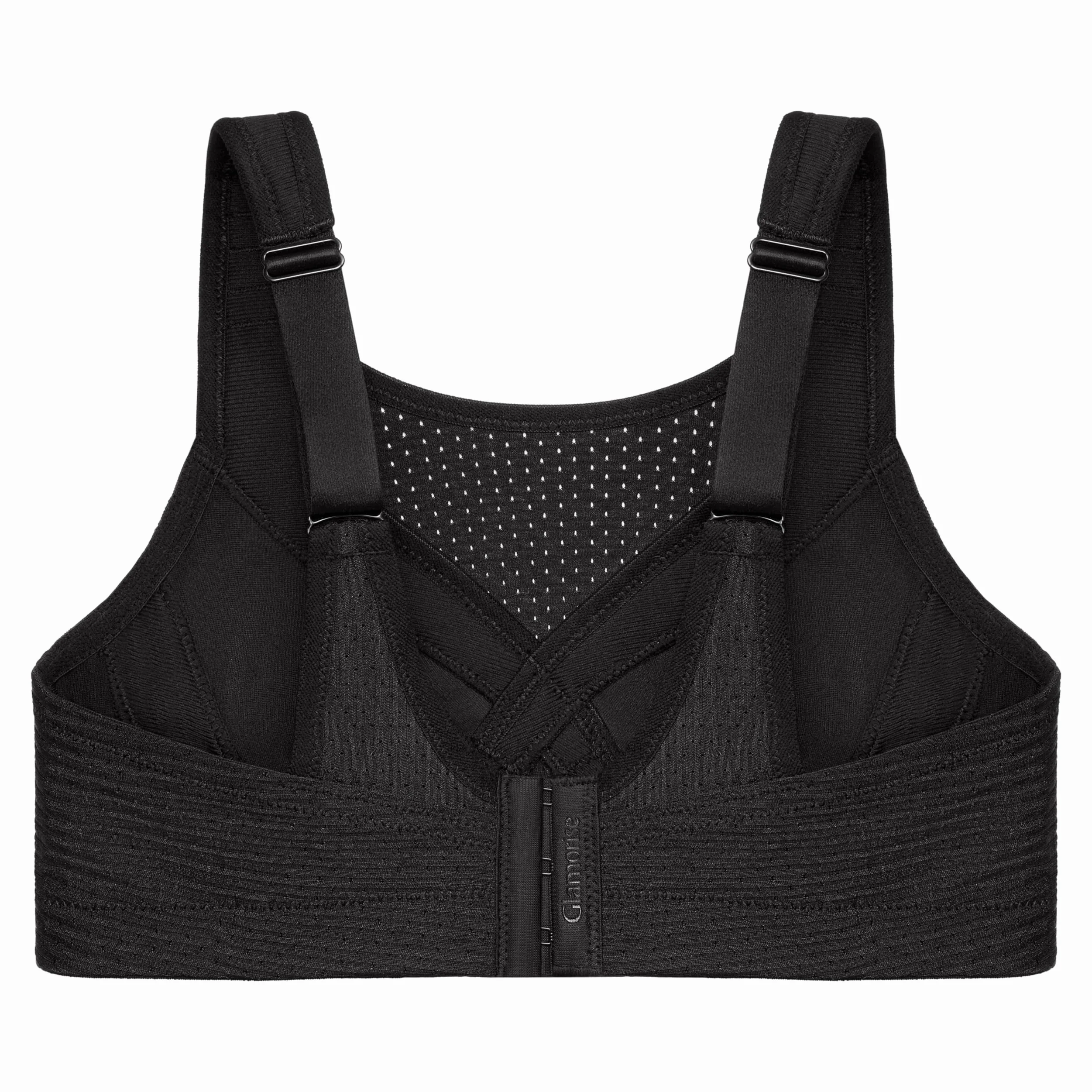 Glamorise Duży rozmiar plus biustonosz sportowy z regulowanym uchwytem bez fiszbin nr 1166, jenokolorowy czarny, 85E