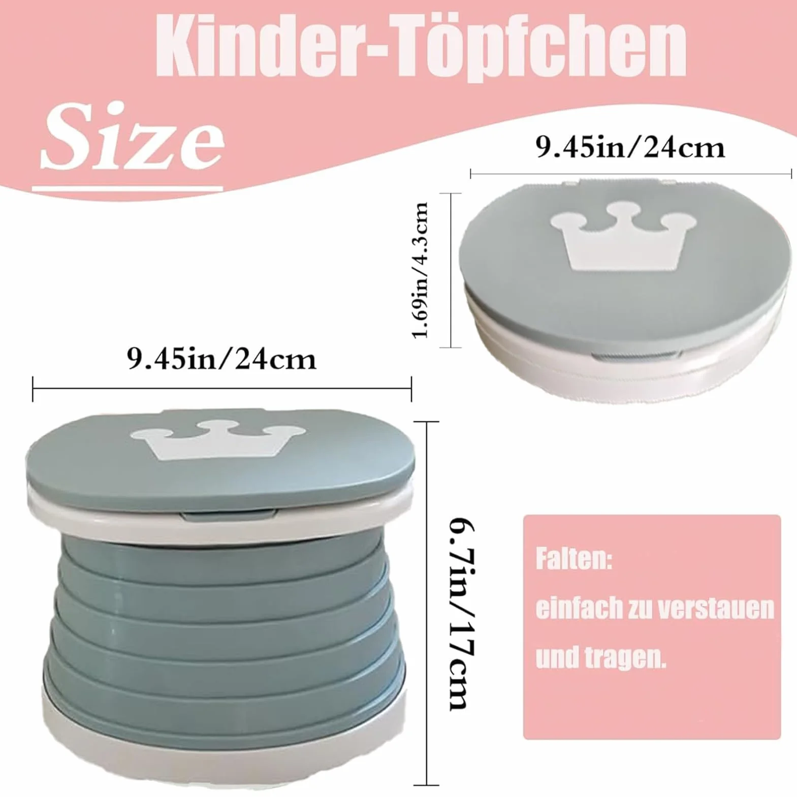 Potty Liners składany nocnik dla dzieci, przenośny nocnik dla dzieci, z 75 podróżnymi wkładkami