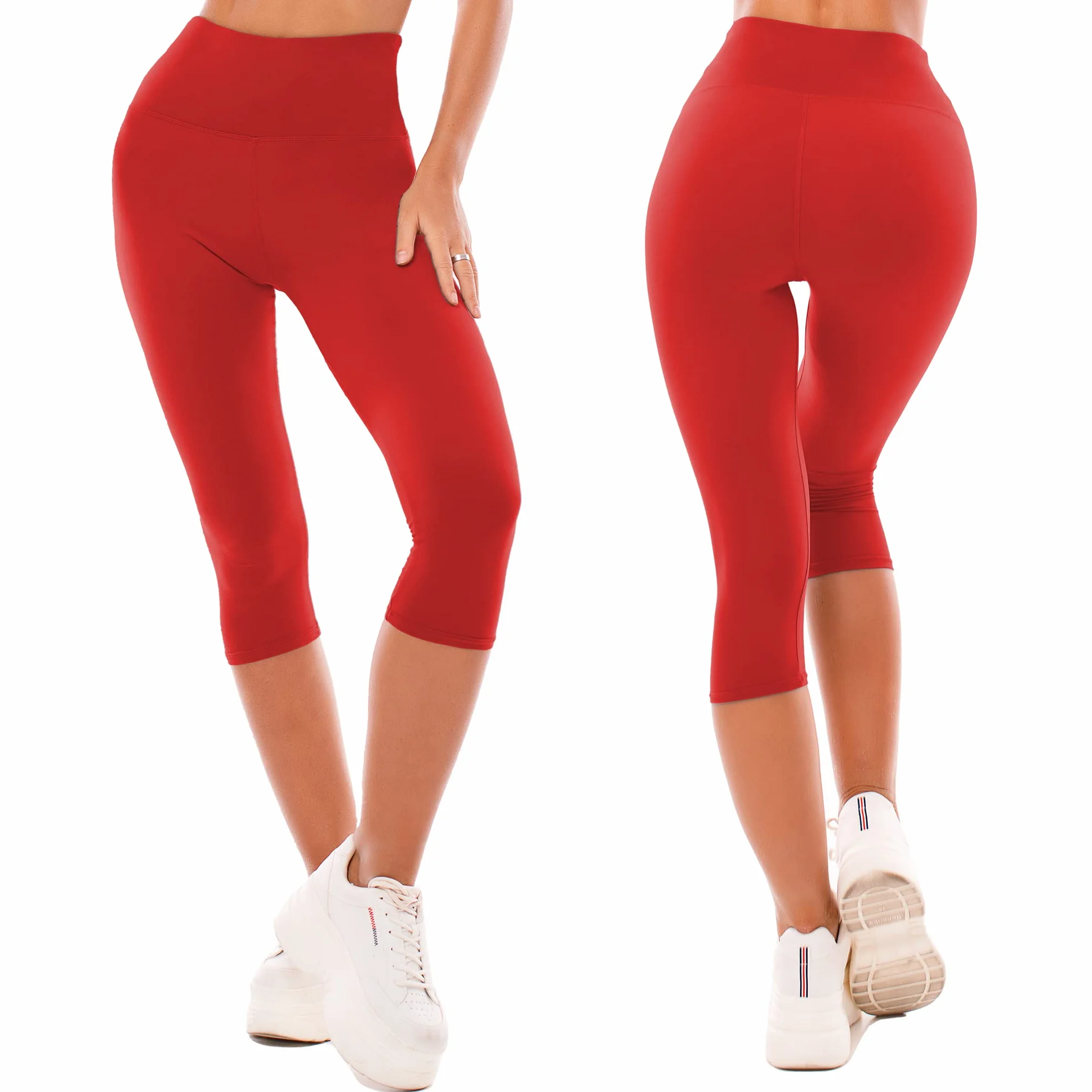 Sinophant Legginsy damskie capri z wysokim stanem i nogawkami 3/4, na lato, krótkie, do ćwiczeń, jogi, nieprzezroczyste, elastyczne, miękkie, do uprawiania sportu lub na co dzień