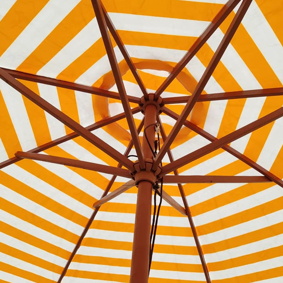 Parasol Stołowy O Długości 2,7 M / 8,9 Stopy, Parasol Plażowy W Paski, Drewniany Parasol O Dużej Wytrzymałości, Parasol Ogrodowy, Przenośny Parasol Kempingowy
