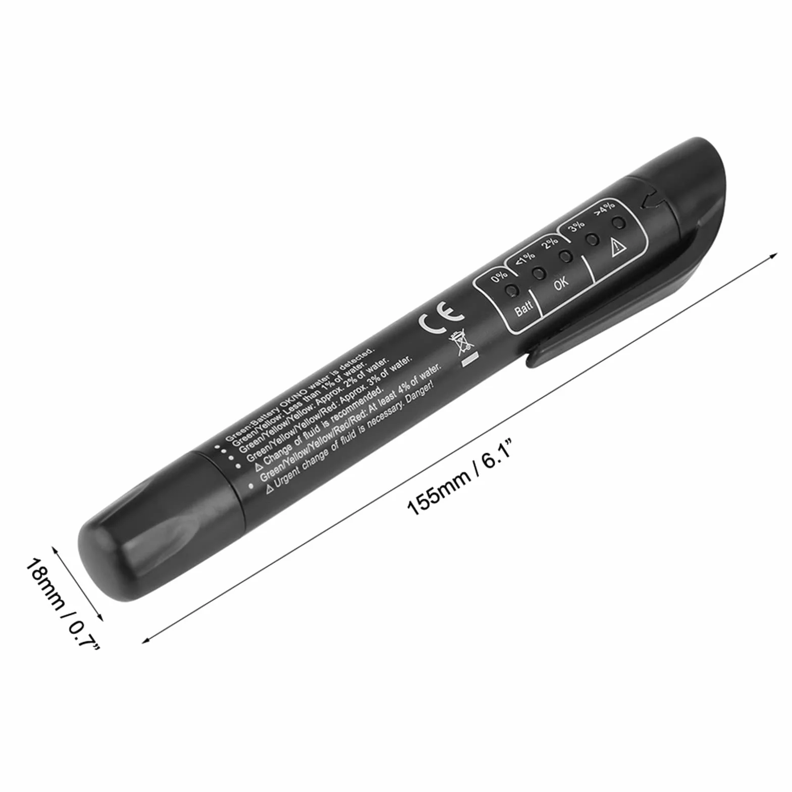 Keenso Tester płynu hamulcowego, czarny cyfrowy długopis do kontroli jakości tester płynu hamulcowego z 5 diodami LED dla DOT3 / DOT4 / DOT5