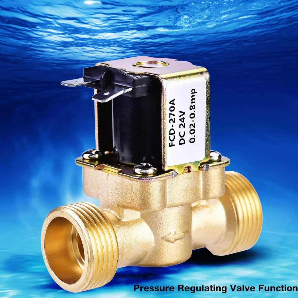 Elektryczny zawór elektromagnetyczny, 3/10.2 cm DC 24 V normalnie zamknięty mosiężny magnetyczny zawór przepływu wody przełącznik przepływu wody do regulacji wody