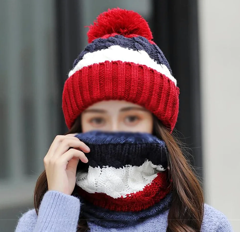 Czapka zimowa damska gruba dzianina ciepła czapka beanie na szelkach damska wiatroszczelna szwy dzianinowa czapka z dzianiny (kolor: C, rozmiar: jeden rozmiar)