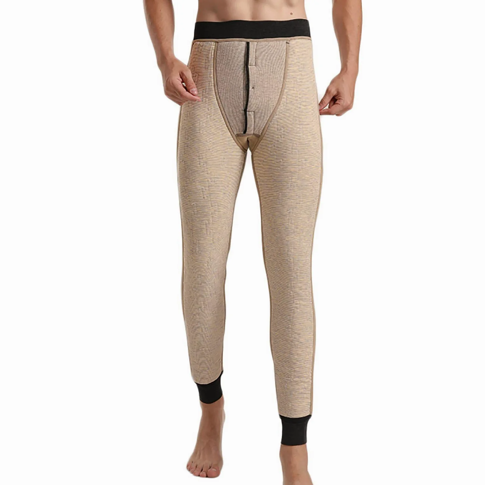 G&F Męskie spodnie termiczne, legginsy, wełniane, z podszewką, ciepłe, grube, długie majtki zimowe (kolor: B, rozmiar: X-Large)
