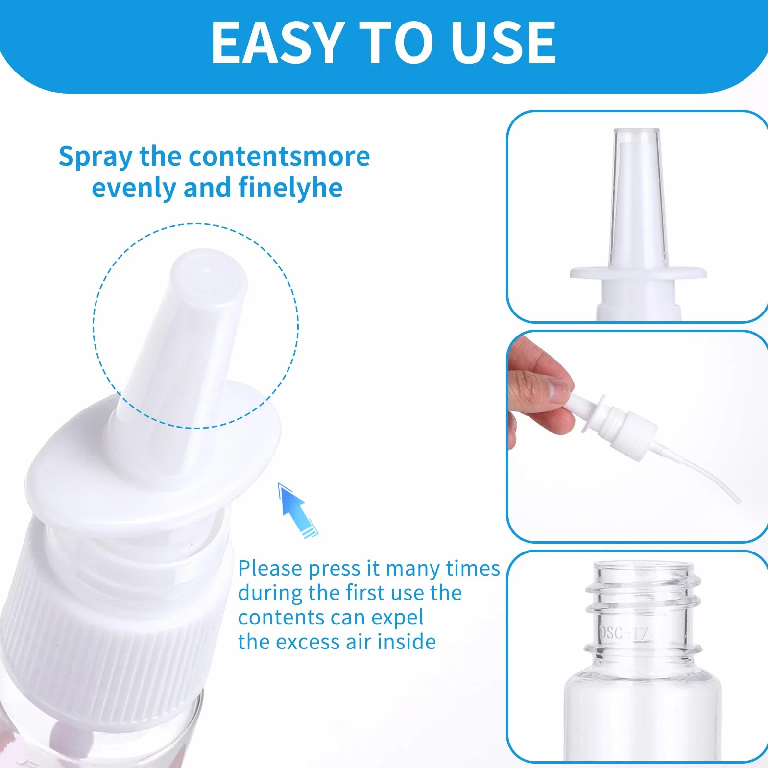 Giantree 6 pustych butelek z aerozolem do nosa, 5 ml, 10 ml, 20 ml, z 1 kroplomierzem, pusta butelka do nosa