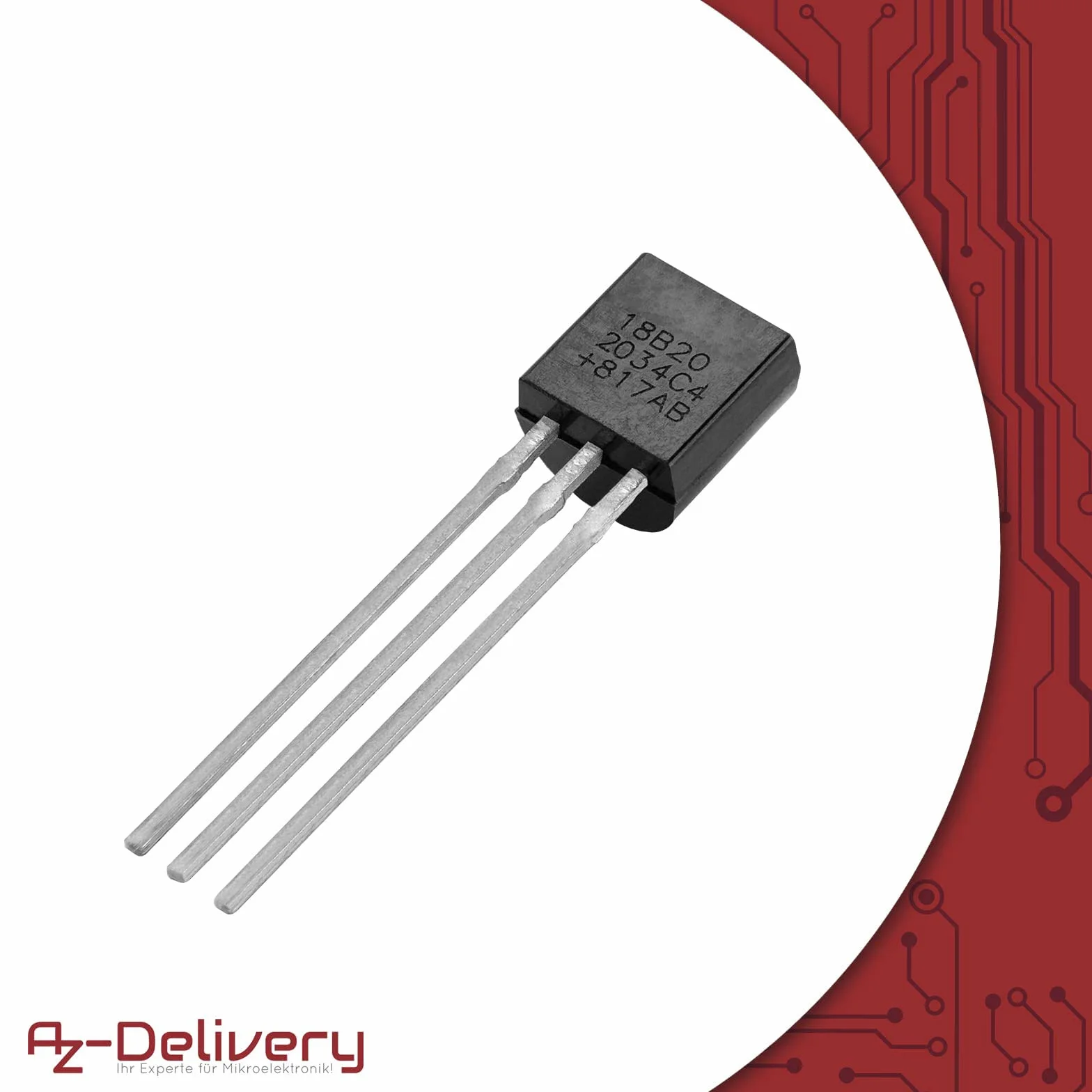 AZDelivery 3 x DS18B20 Cyfrowy Czujnik Temperatury TO92-55°C - +125°C kompatybilny z Arduino i Raspberry Pi, w tym E-Book!