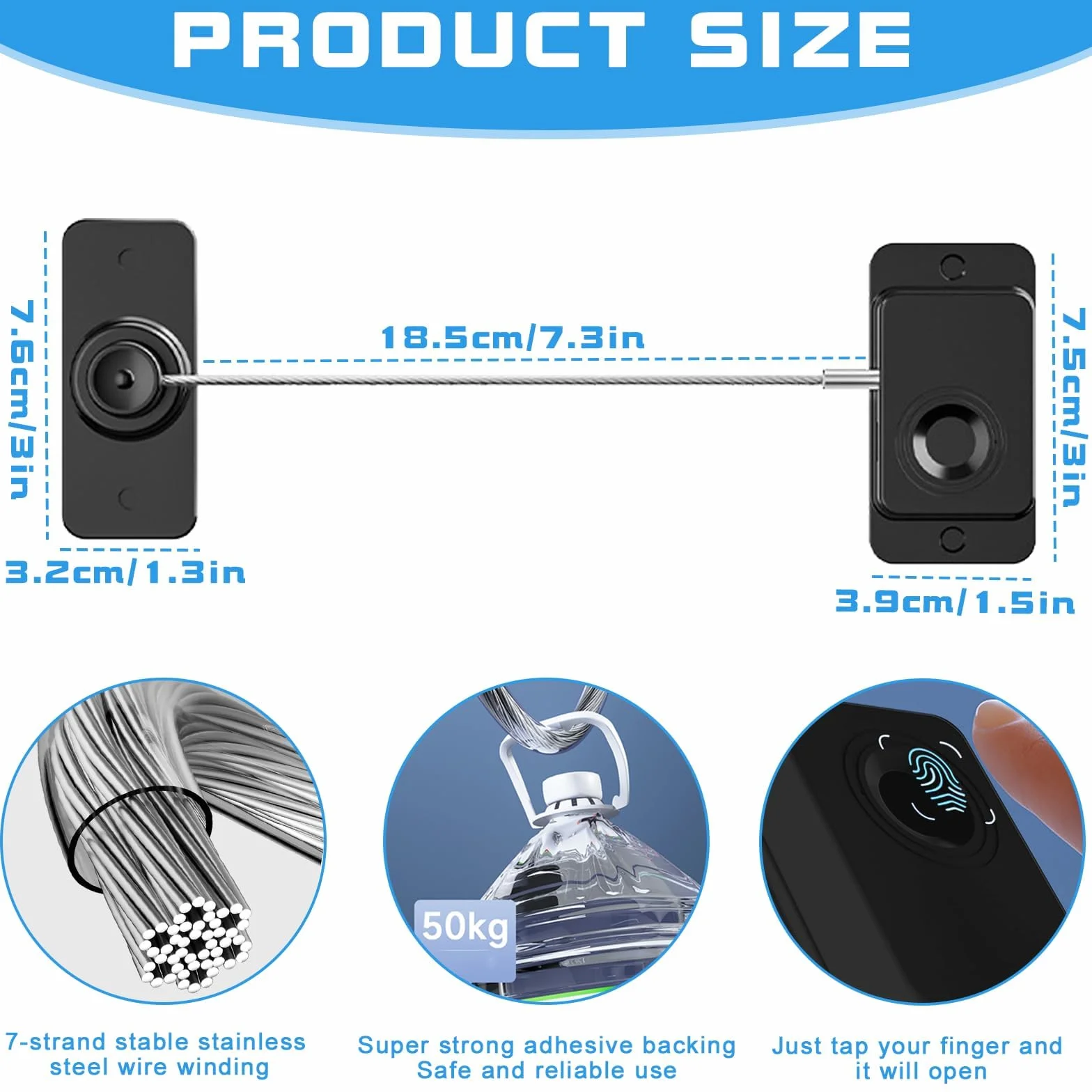 Zamek do lodówki, odciski palców, zabezpieczenie szafki dla niemowląt, zabezpieczenie przed dziećmi, zabezpieczenie okna dla dzieci, do ładowania USB, nadaje się do domu i biura