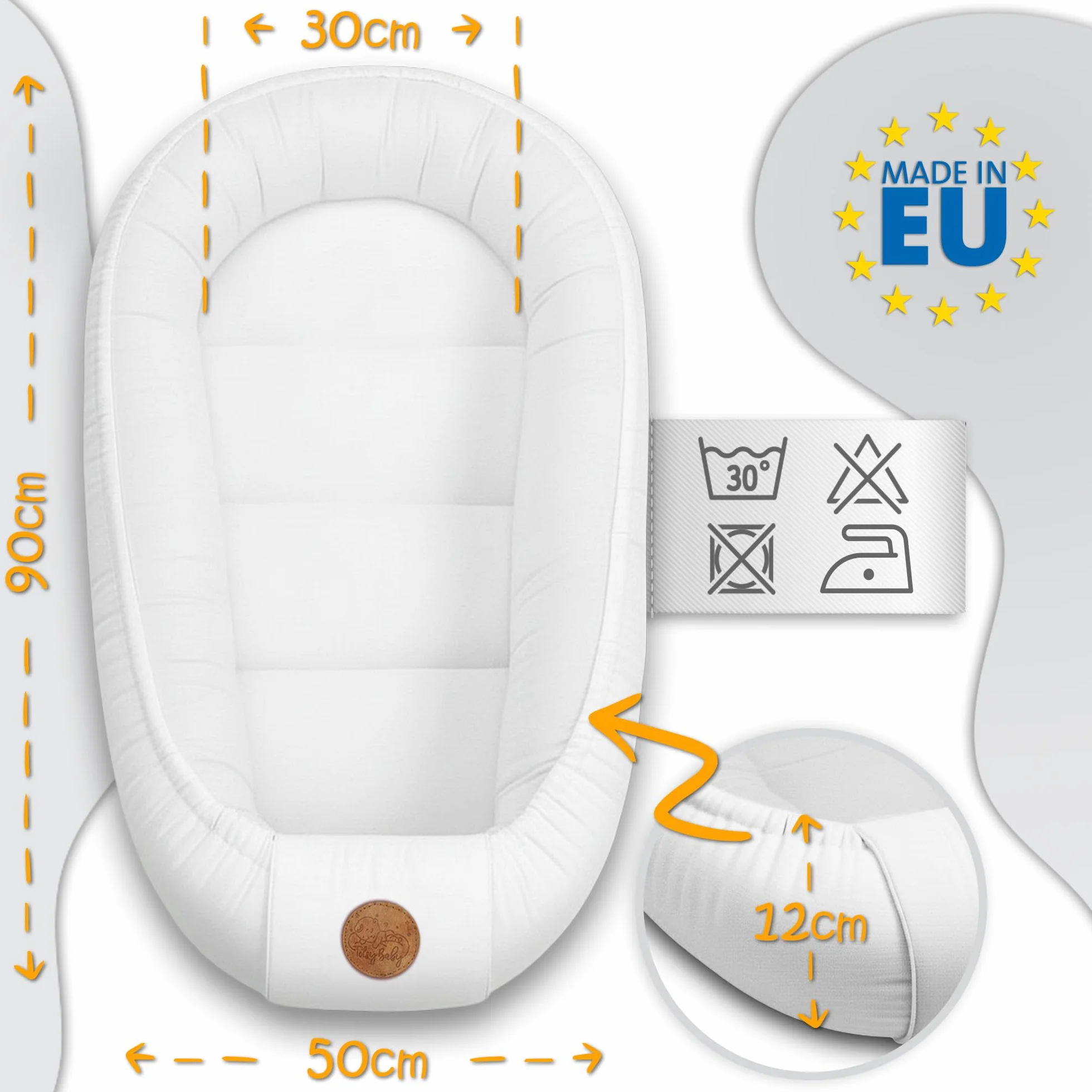 Babynest kokon noworodka 90 x 50 cm - Ręcznie wykonane przytulanki kokon niemowlęce wykonane z bawełny mis