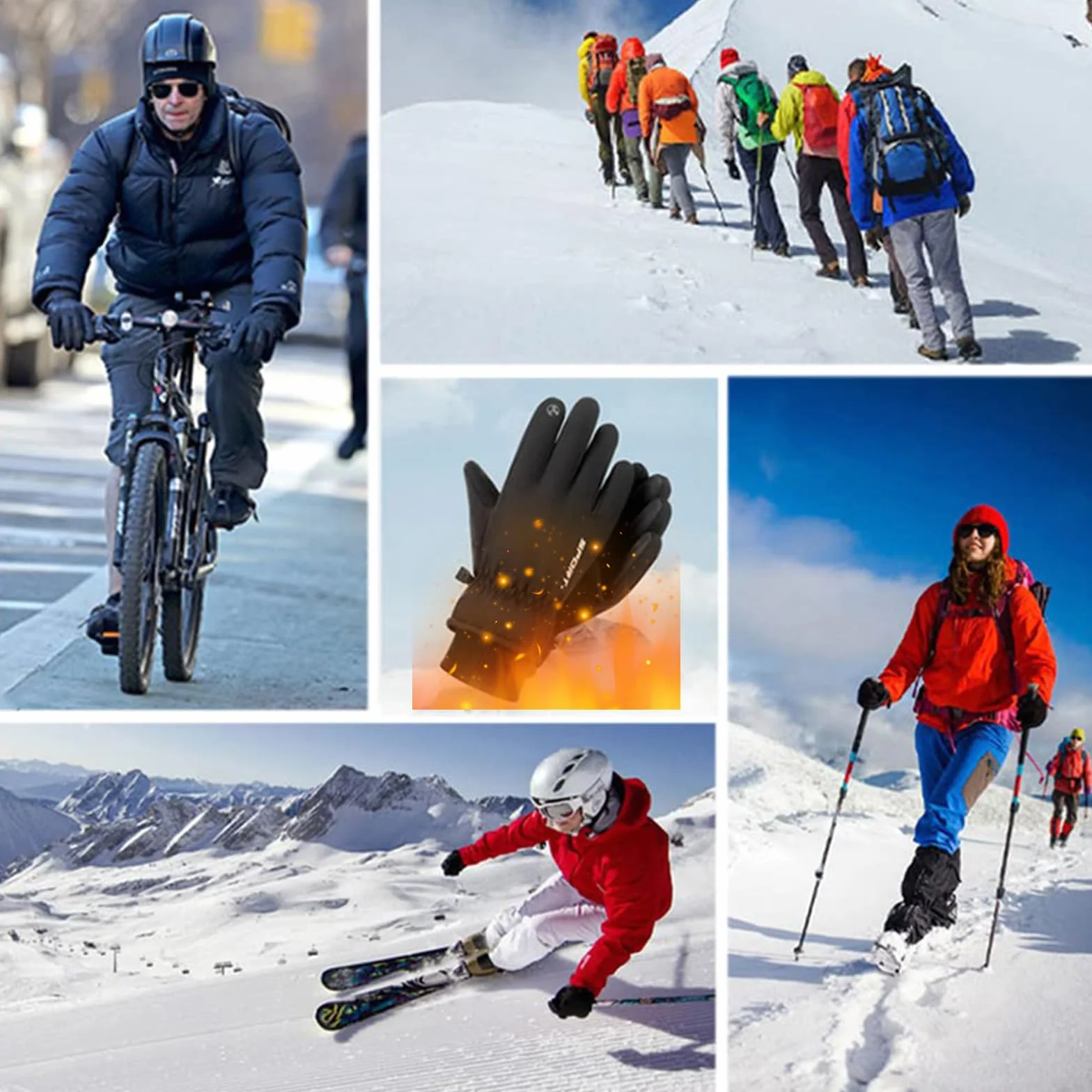 Rękawiczki zimowe, termiczne, odporne na zimno, rękawice narciarskie, wodoodporne, wiatroszczelne, snowboardowe, rękawiczki do ekranu dotykowego, do chodzenia, biegania, jazdy na rowerze, wędrówek,