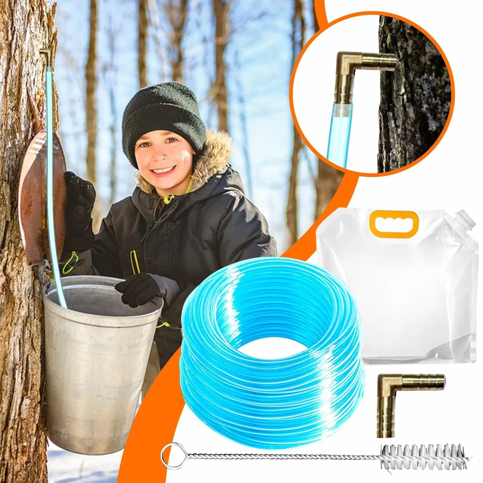 Przenośna ekstrakcja klonu, kran klonowy, torby do zbierania wielokrotnego użytku, narzędzie L, rolnictwo organiczne, produkcja cukru