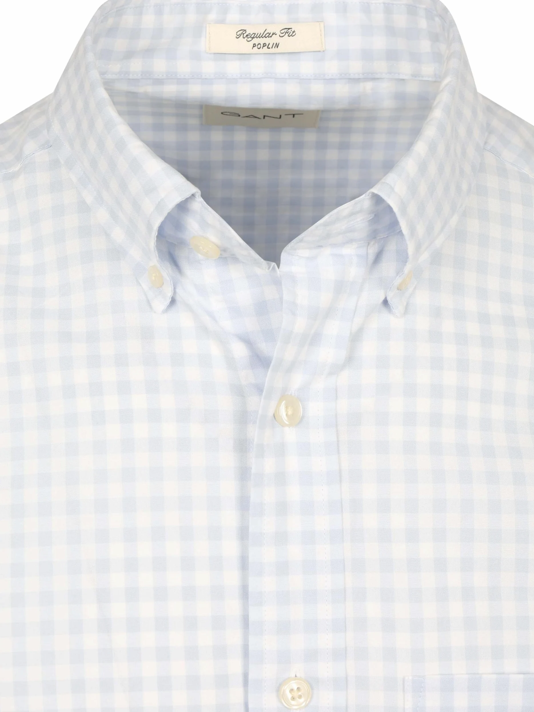 GANT Męska koszulka REG POPLIN Gingham, klasyczna koszula, jasnoniebieska, standardowa, jasnoniebieski, 4XL