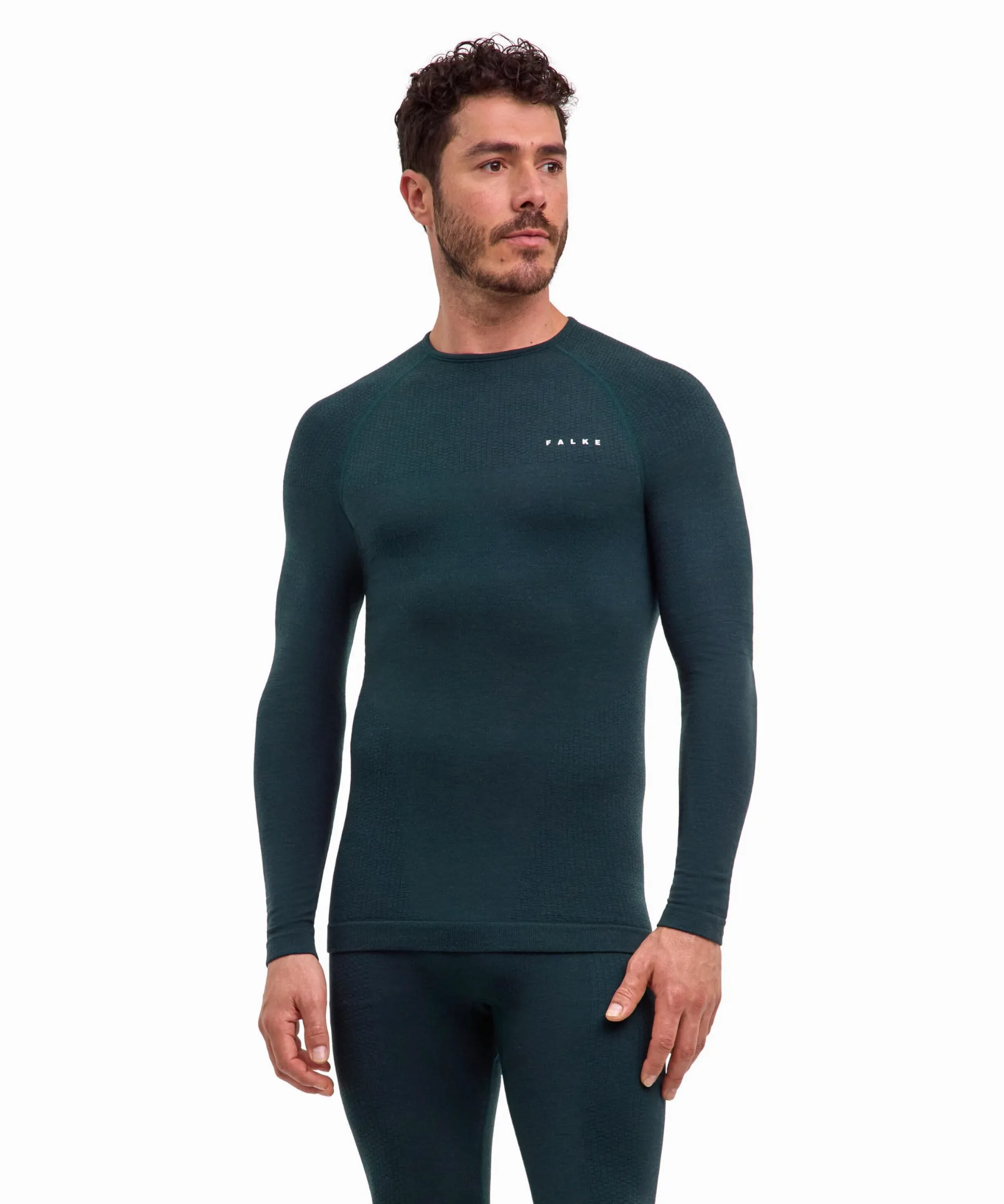 FALKE Mężczyźni Warstwa podstawowa (góra) Wool-Tech Protective M L/s Sh wełna materiał funkcjonalny szybkoschnące ciepłe 1 Sztuka, Zielony Holly 7385, XXL