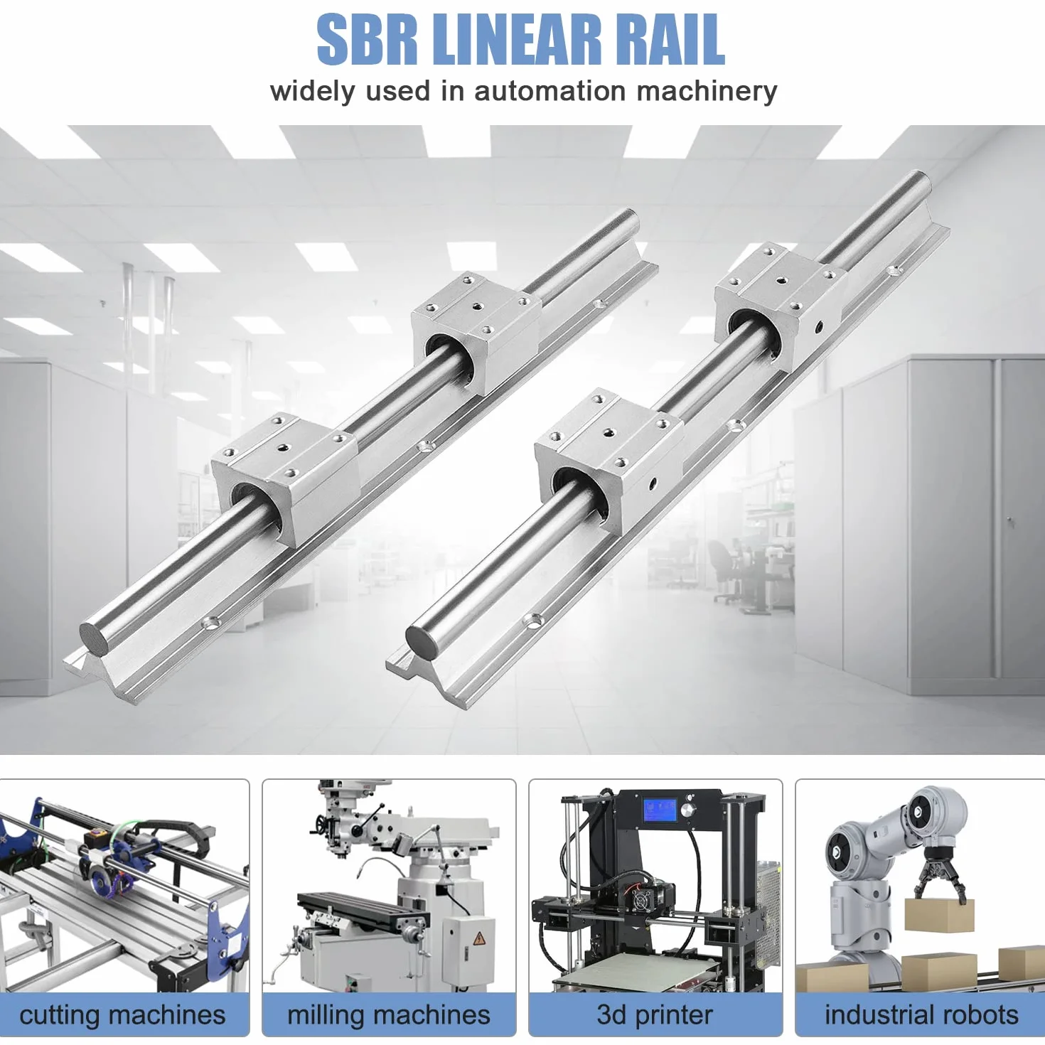 CNCMANS Linear prowadnica szynowa, 2 sztuki, SBR12, 1000 mm, stal nierdzewna, szyna liniowa z 4 szt. SBR12UUU, elementy liniowe rail CNC do urządzeń zautomatyzowanych (SBR12-1000 mm)