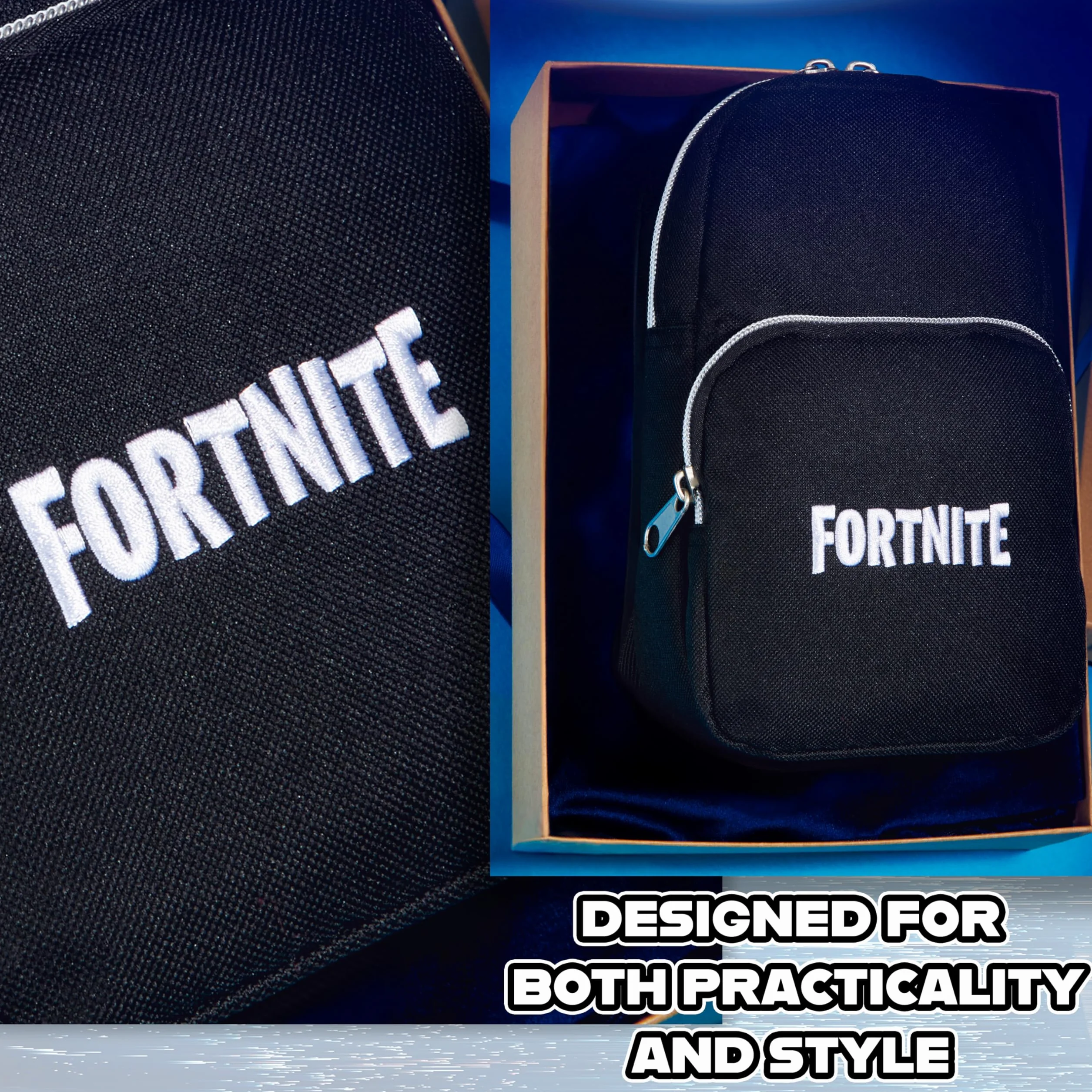 Fortnite Torba crossbody dla chłopców, nastolatków, z regulowanymi paskami, torba na klatkę piersiową, niezbędne akcesoria podróżne, portfele, telefon gracz, prezenty dla chłopców