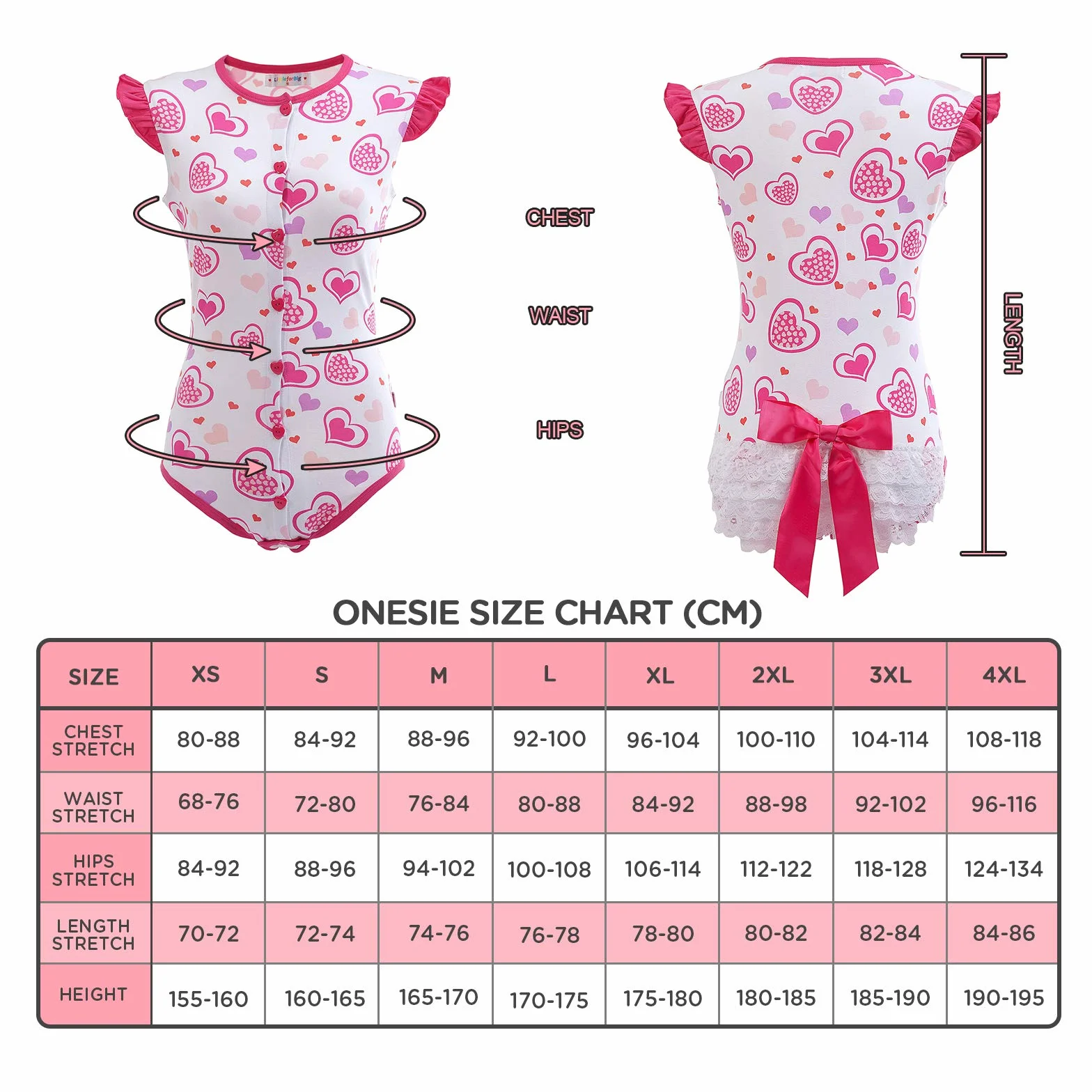 LittleForBig jednoczęściowy śpioszki ABDL Księżniczka Serc