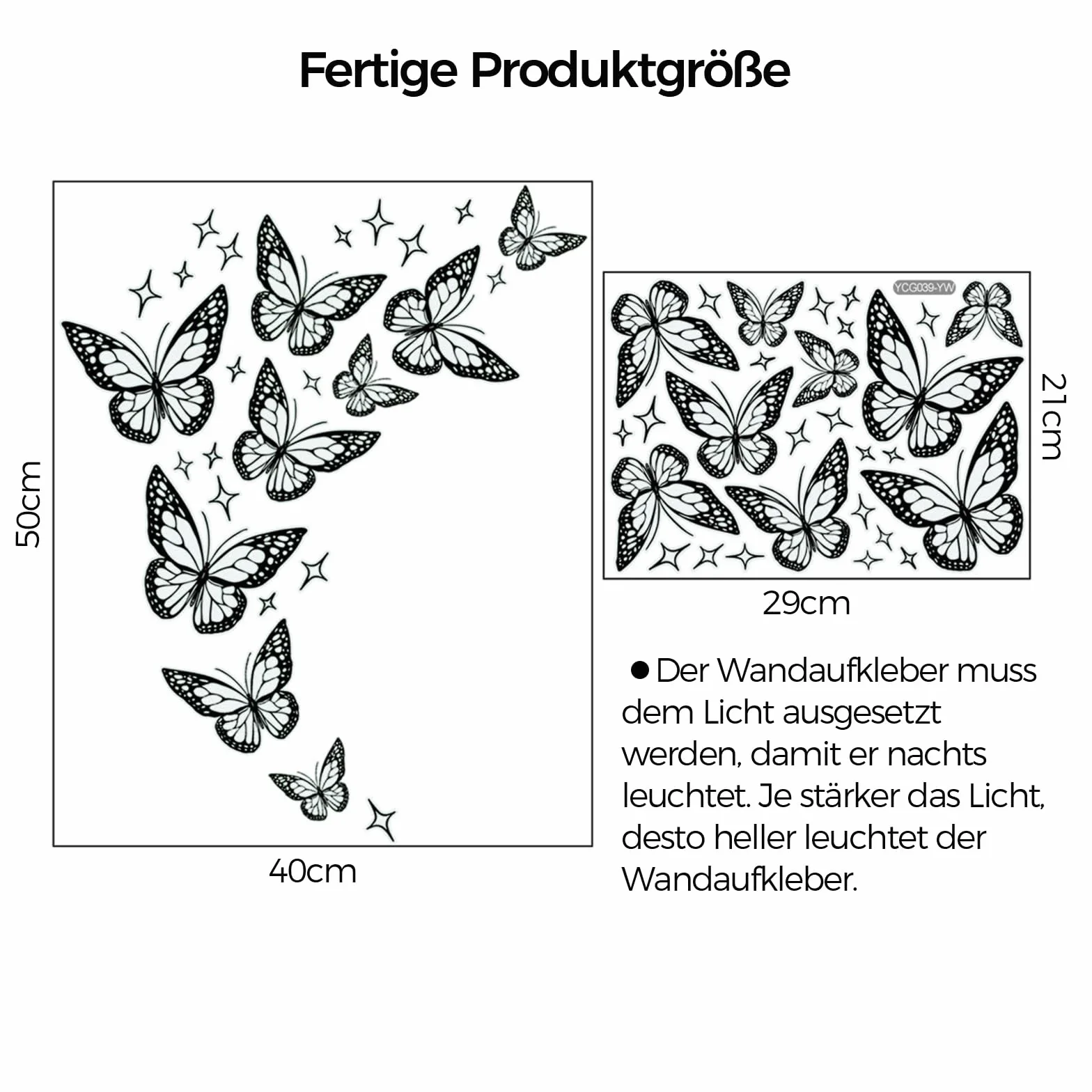 ALEGRE® 28 naklejek na ścianę z świecącymi motylami, dekoracyjne naklejki ścienne do salonu, pokoju dziecięcego, sypialni