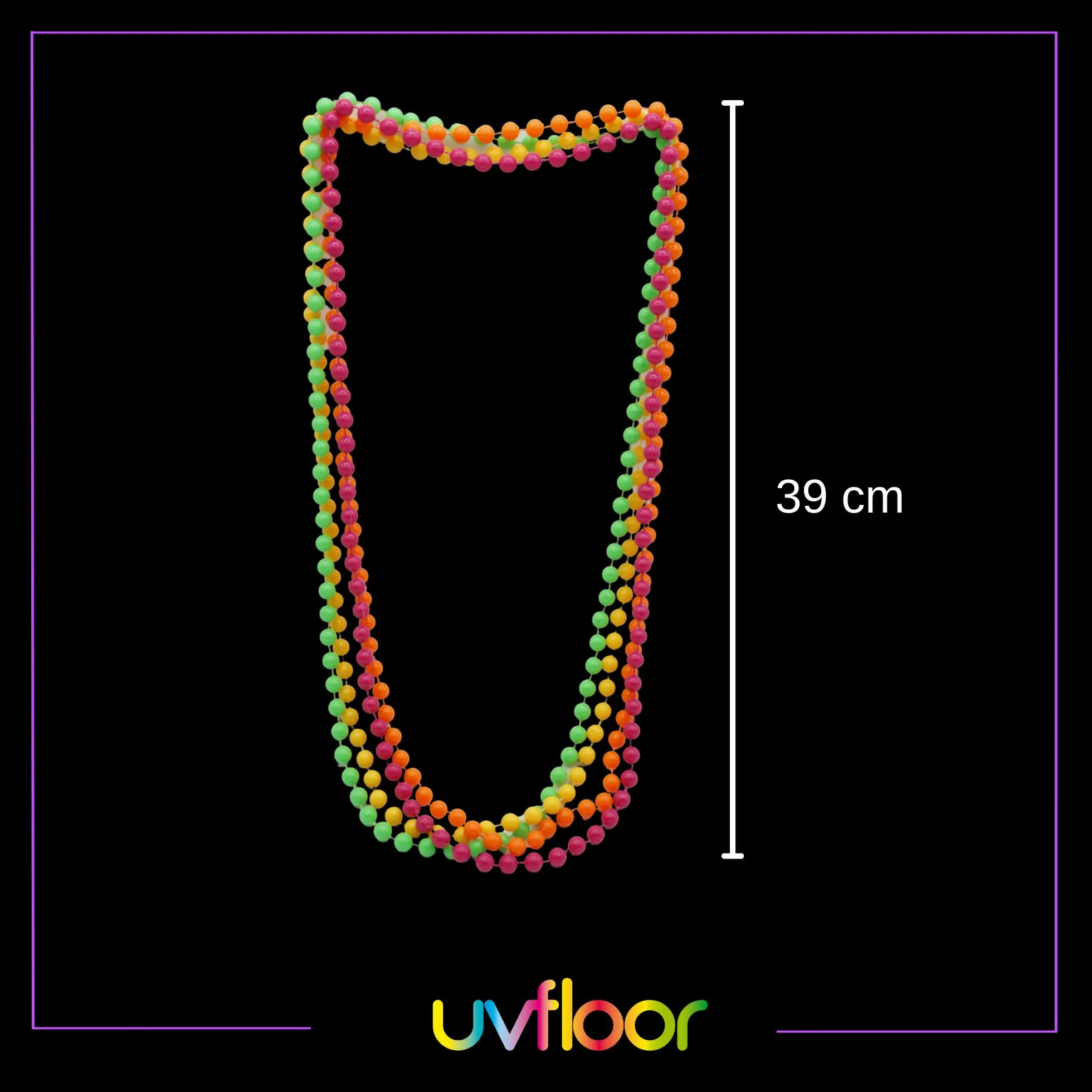 UV FLOOR – neonowe fluorescencyjne łańcuszki z pereł, zestaw 4 sztuk, specjalne światło czarne i ultrafioletowe, jaskrawe - akcesoria fluorescencyjne, Rozmiar uniwersalny, Perła, Bez kamieni