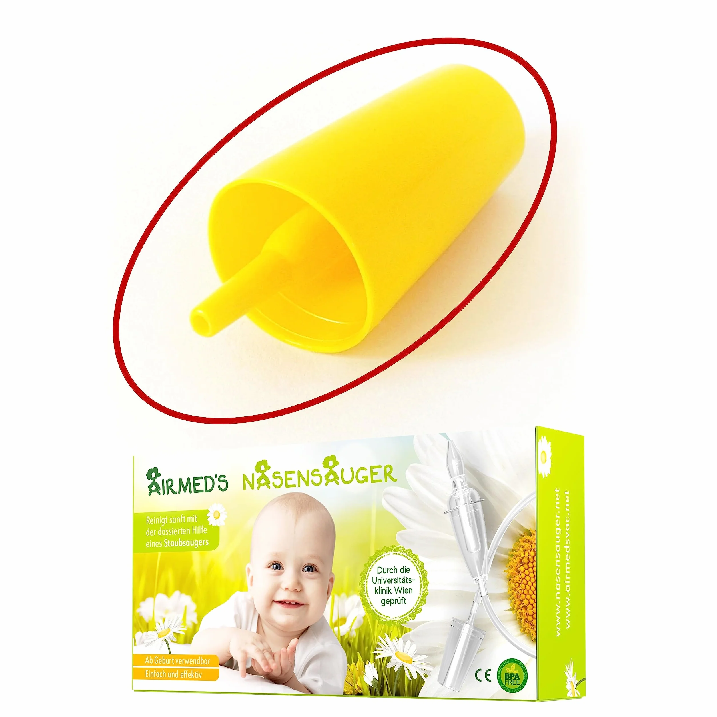 Airmed's Vac. Oryginalny adapter do aspiratora do nosa dla niemowląt. Akcesoria do bezpiecznego i delikatnego odkurzacza do nosa (odkurzacz Airmed's Vac jest sprzedawany osobno)