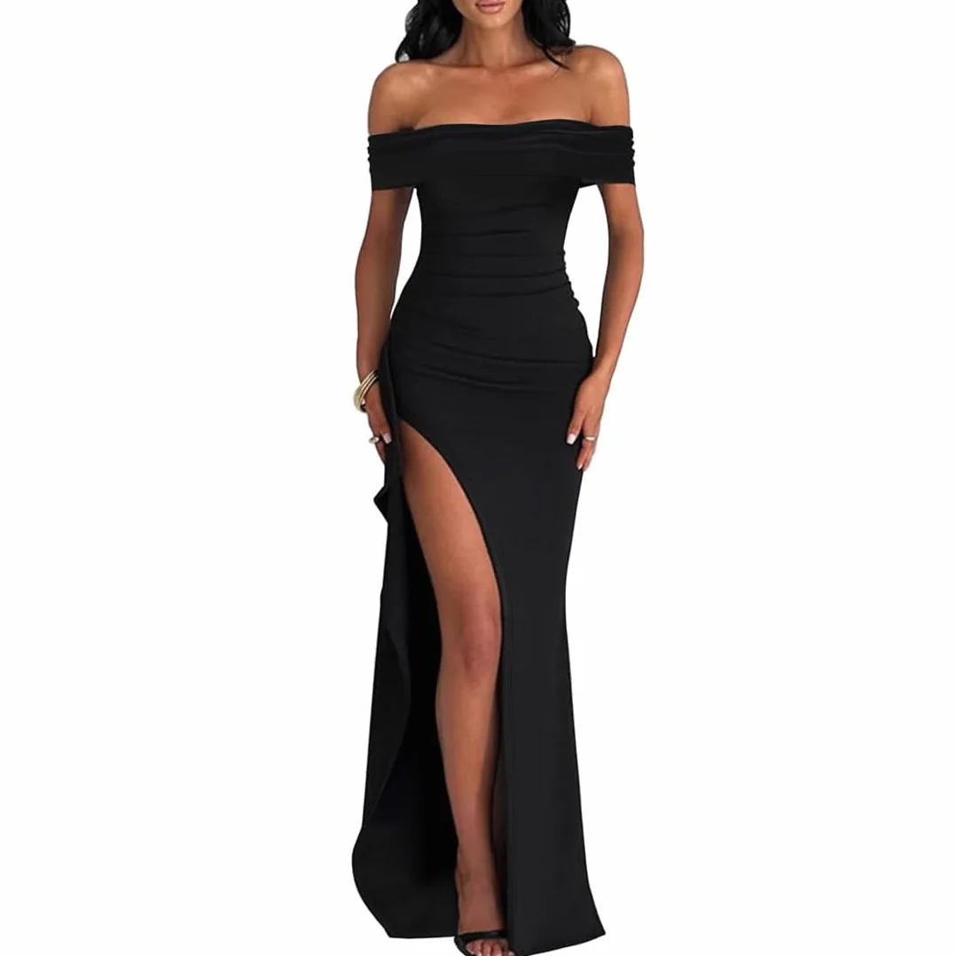 Sukienka imprezowa dla kobiet seksowne sukienki rozcięte bodycon sukienki na jedno ramię formalne rozcięcie sukienka moda slim fit długa sukienka wieczorowa dla gości weselnych na imprezę