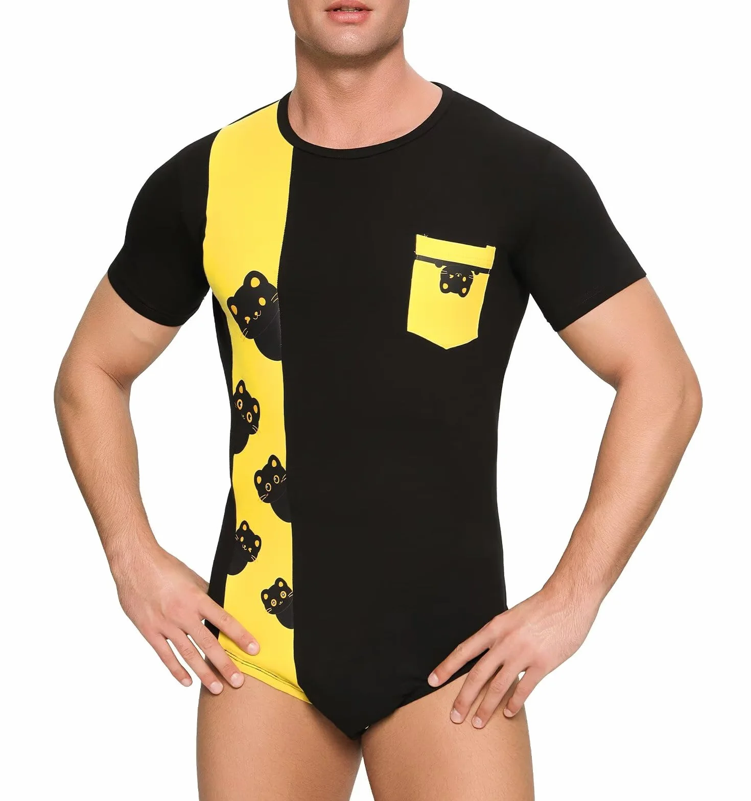 Landofgenie Mężczyźni Bawełniany Onesie Mężczyźni Body Mężczyźni Jednoczęściowy Kombinezon Body Tops