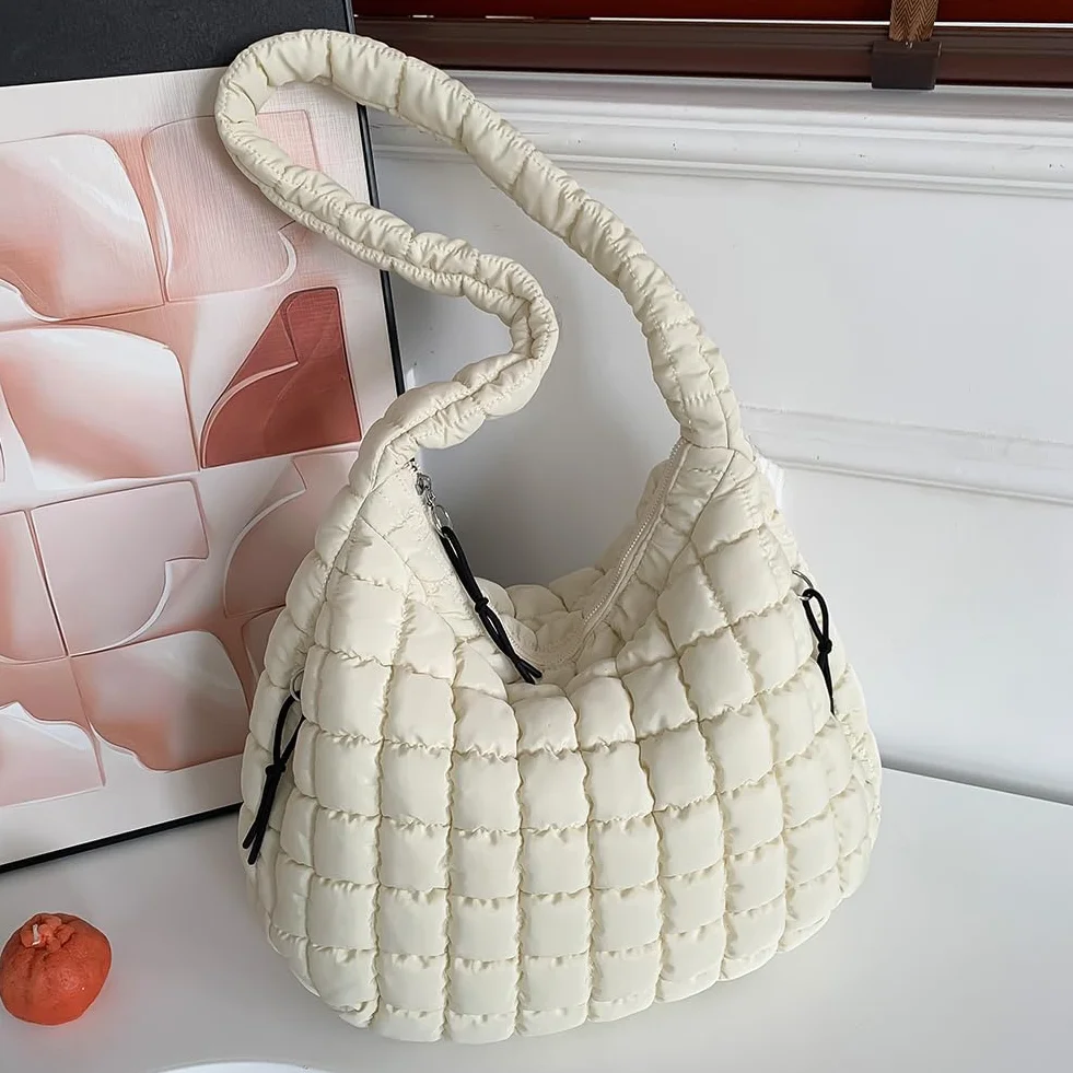 Damska torba hobo w chmurze duża pojemność pikowana bąbelki torba crossbody jednolity kolor modna wyściełana torba na ramię puffer torby na ramię