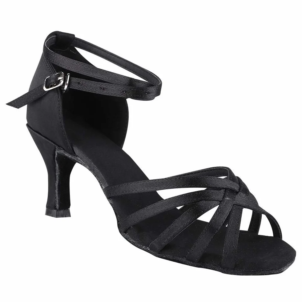 Keenso Latynoskie buty do tańca na salę balową, importowana satynowa tkanina, buty do tańca latynoskiego, modne i klasyczne