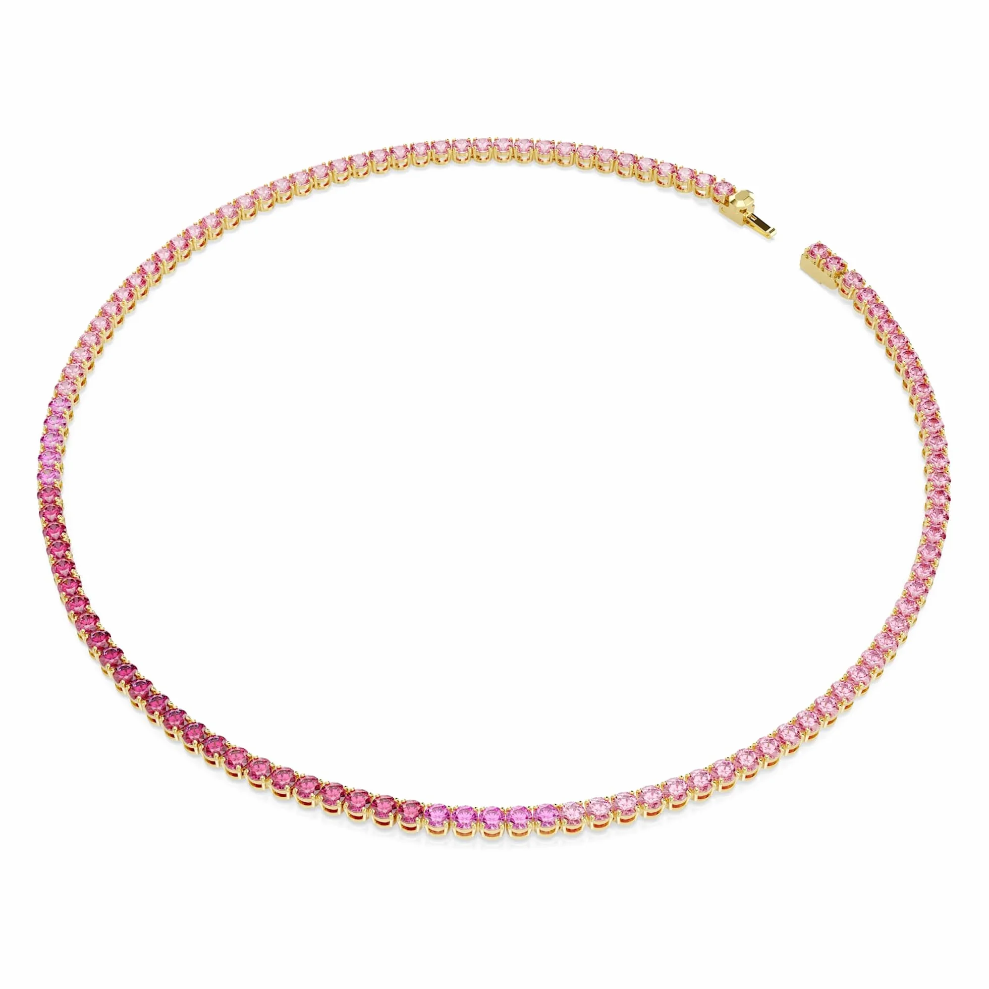 Swarovski Naszyjnik Tennis Matrix, Szlif okrągły, Różowy, Powłoka w odcieniu złota