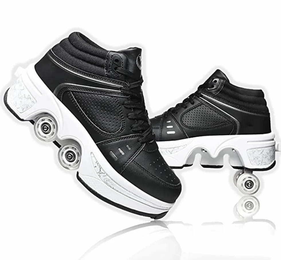 Buty z kółkami LED, świecące łyżwy, 4-kołowe, regulowane, ukryte kółka, buty do biegania, dla mężczyzn, kobiet, dzieci