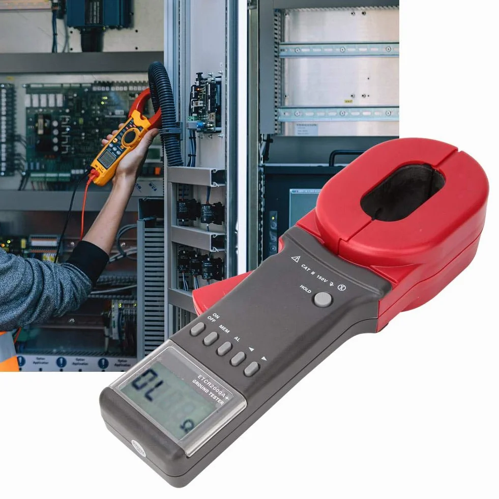 Cyfrowy miernik zaciskowy 2000A + tester rezystancji ziemi z wyświetlaczem LCD