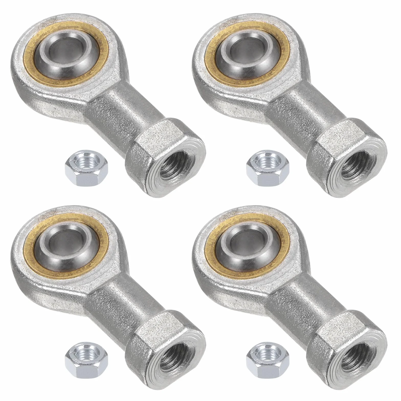 QUARKZMAN 4 szt. 6 Mm Łożysko ślizgowe Si6T/K z gwintem wewnętrznym M6 x 1,0 po lewej stronie, żeliwne złącza zaciskowe z nakrętką zabezpieczającą