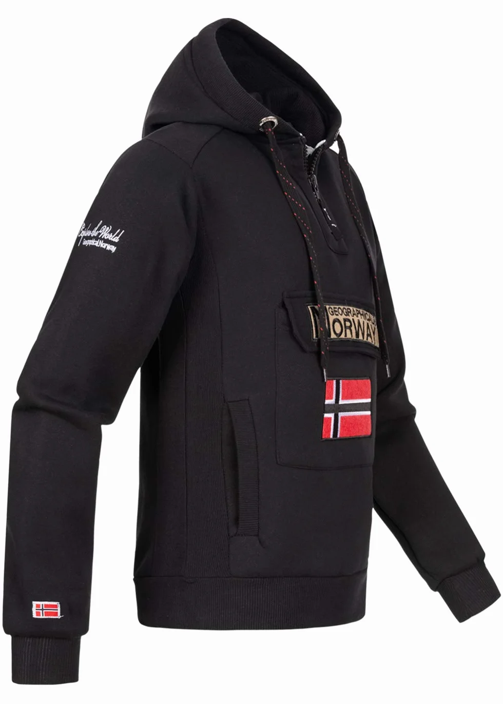 Geographical Norway GYMCLASS męska bluza z kapturem z logo marki i długim rękawem