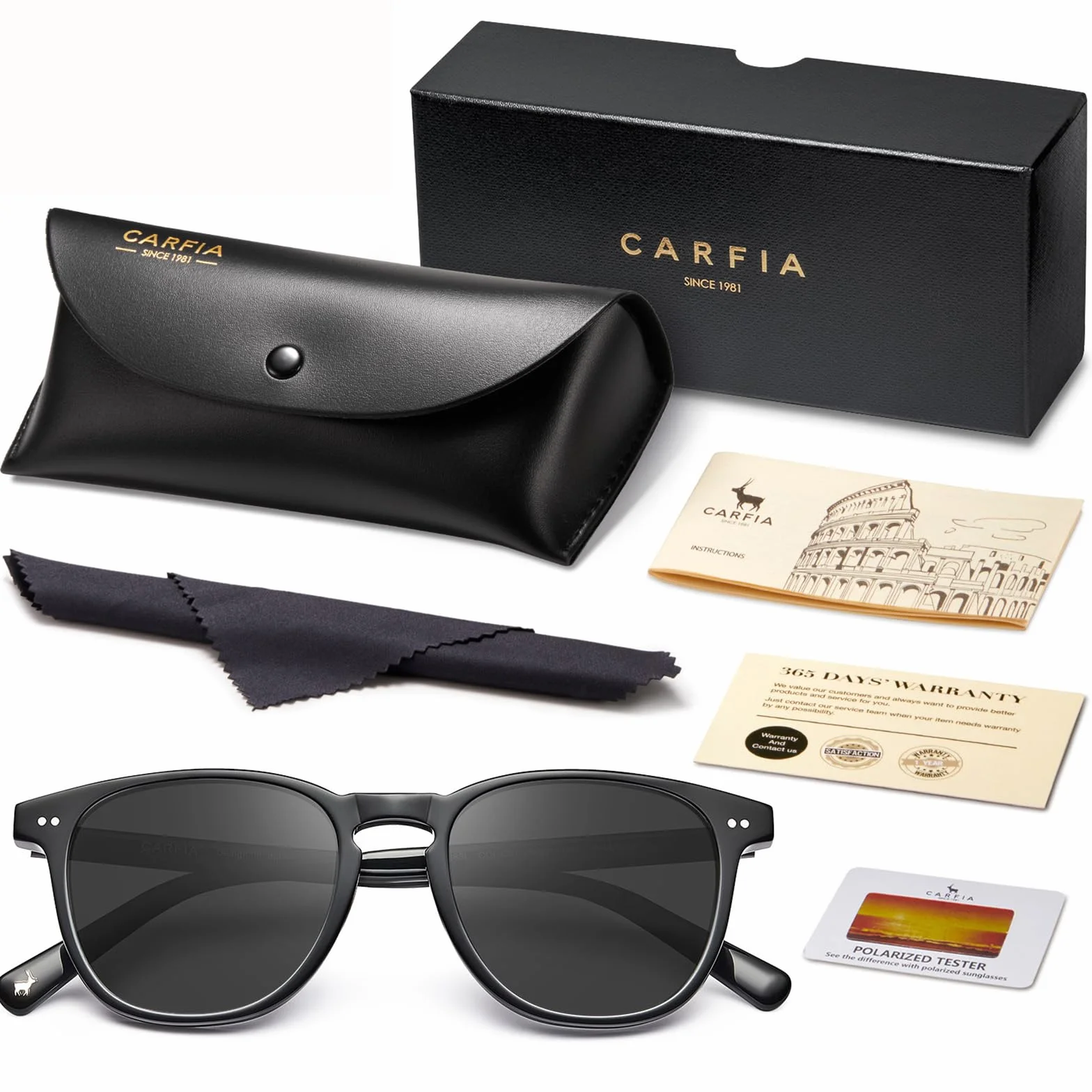 CARFIA vintage okulary przeciwsłoneczne z polaryzacją dla mężczyzn z ochroną UV i prostokątnymi oprawkami z octanu