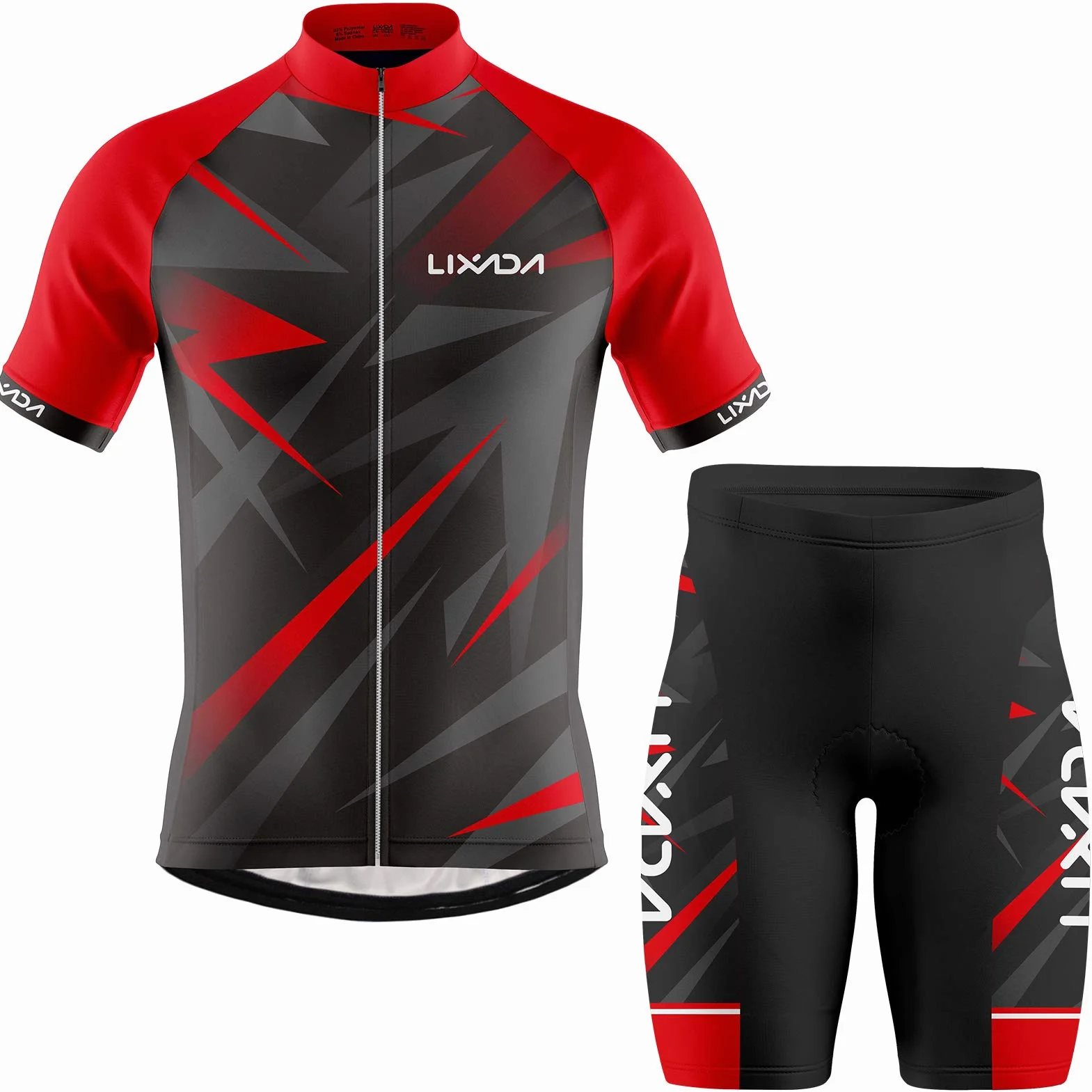 Lixada Męska koszulka rowerowa z krótkim rękawem, oddychająca koszulka rowerowa z krótkim rękawem, wyściełana, do jazdy na rowerze, sportów na świeżym powietrzu