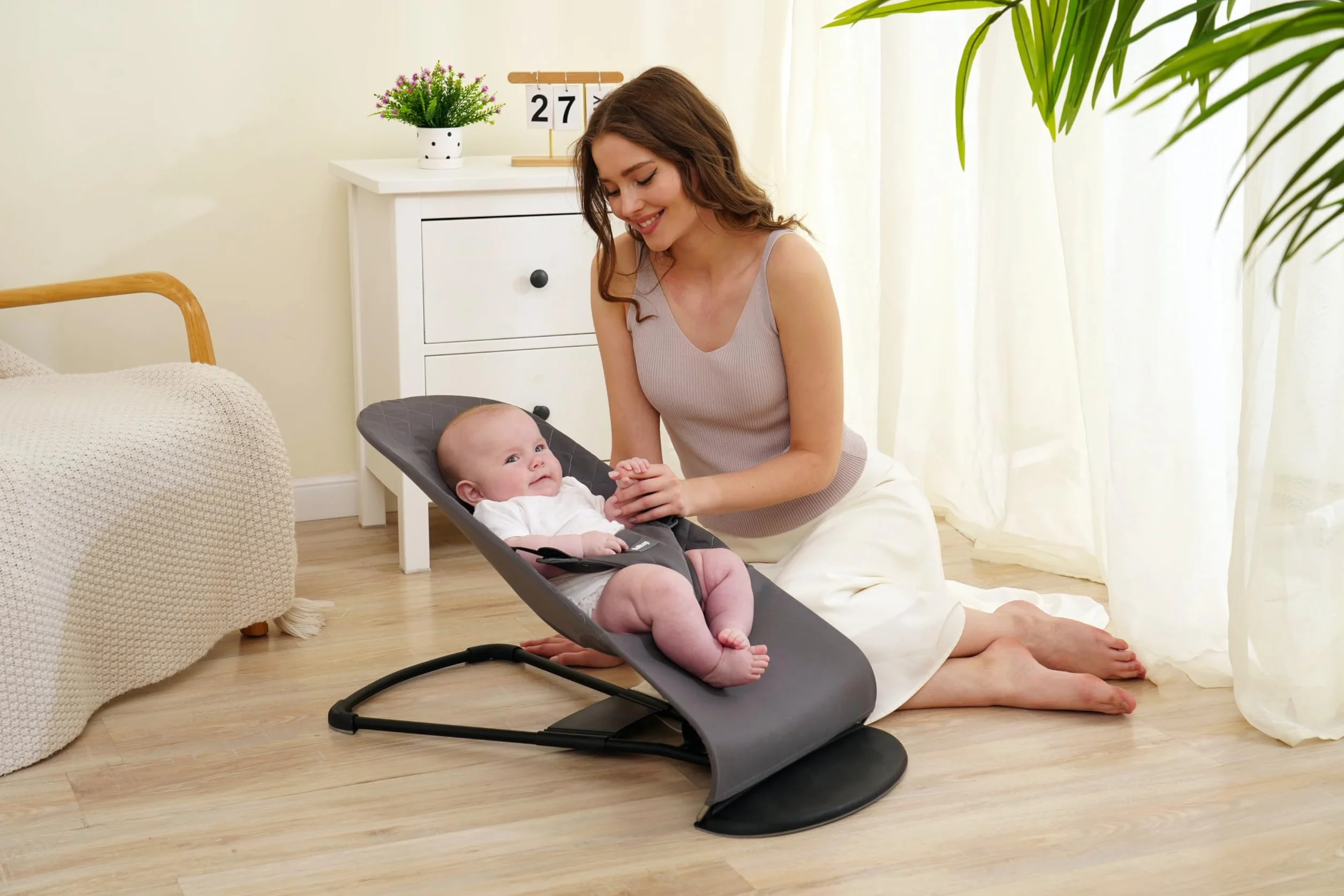 Beltop by Cover kompatybilny z Babyjorn Bouncer: Balance & Bliss - hipoalergiczne siedzisko z tkaniny poliestrowej - szare