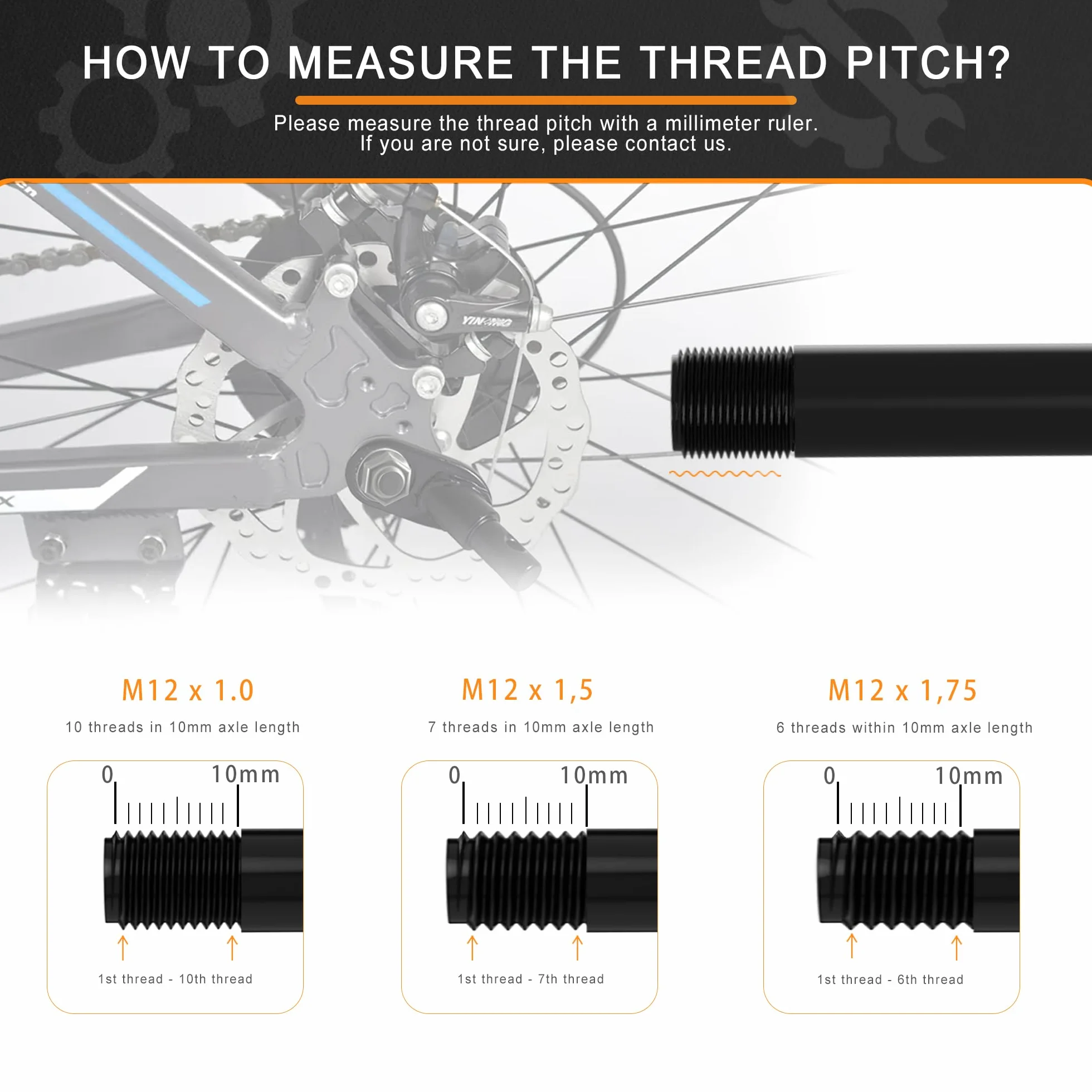 Oś wtykowa M12 x 1,75-167-192 mm z adapterem do przyczepki rowerowej, regulowana długość trzpienia