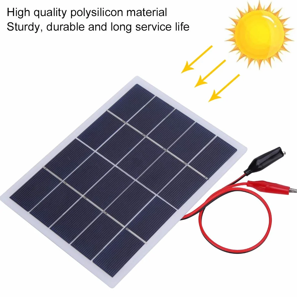 3W 5V Mini Panel Słoneczny, Krzem Polikrystaliczny DIY Panel Słoneczny, Przenośna ładowarka do Panelu Słonecznego, 170x130mm