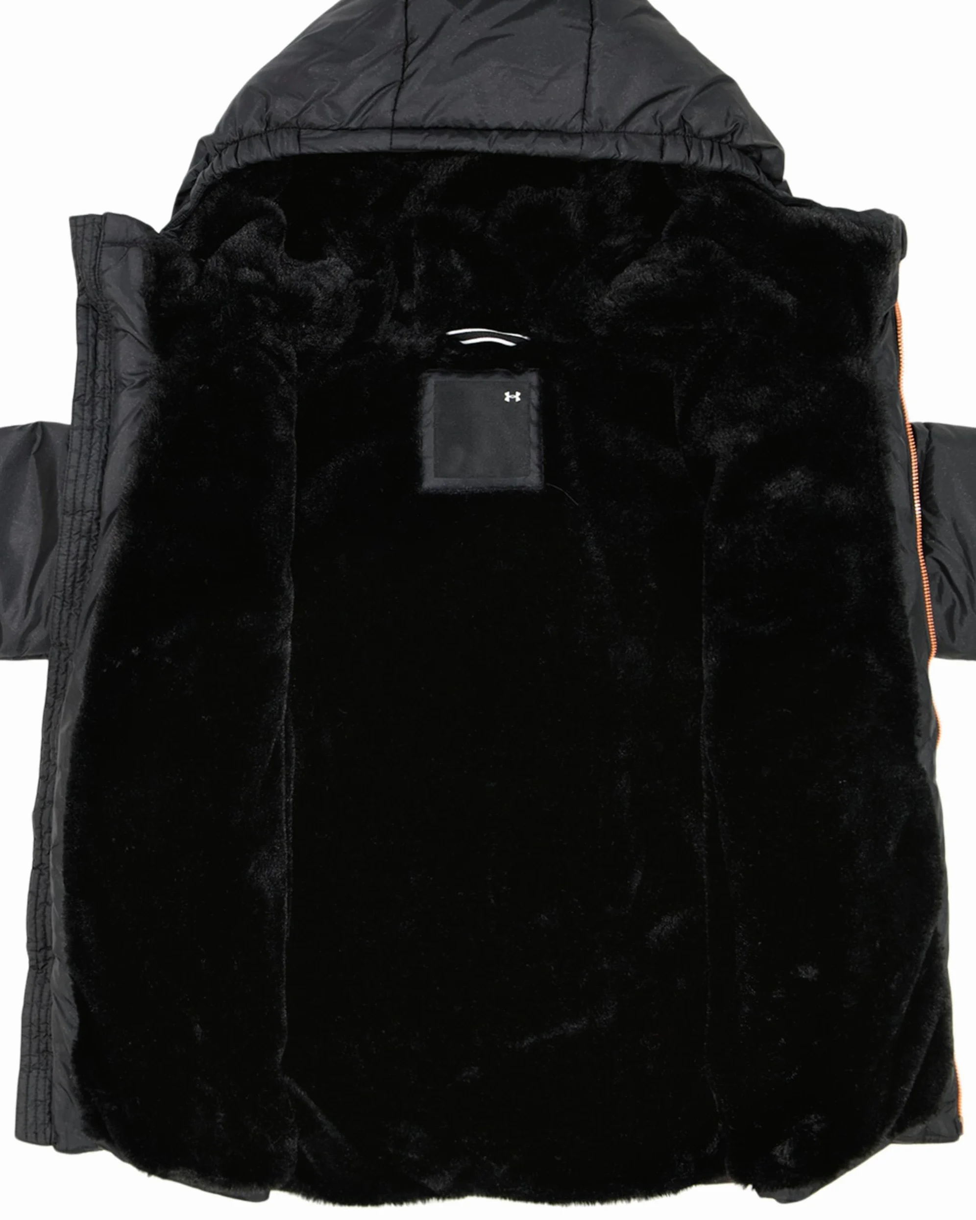 Under Armour Dziewczęca kurtka Parka Willow – najcieplejsza wodoodporna oddychająca kurtka zimowa z podszewką z polaru, pikowana izolacja i kaptur, wiek 6-14 lat, Czarny/złoty, 10-11 Years
