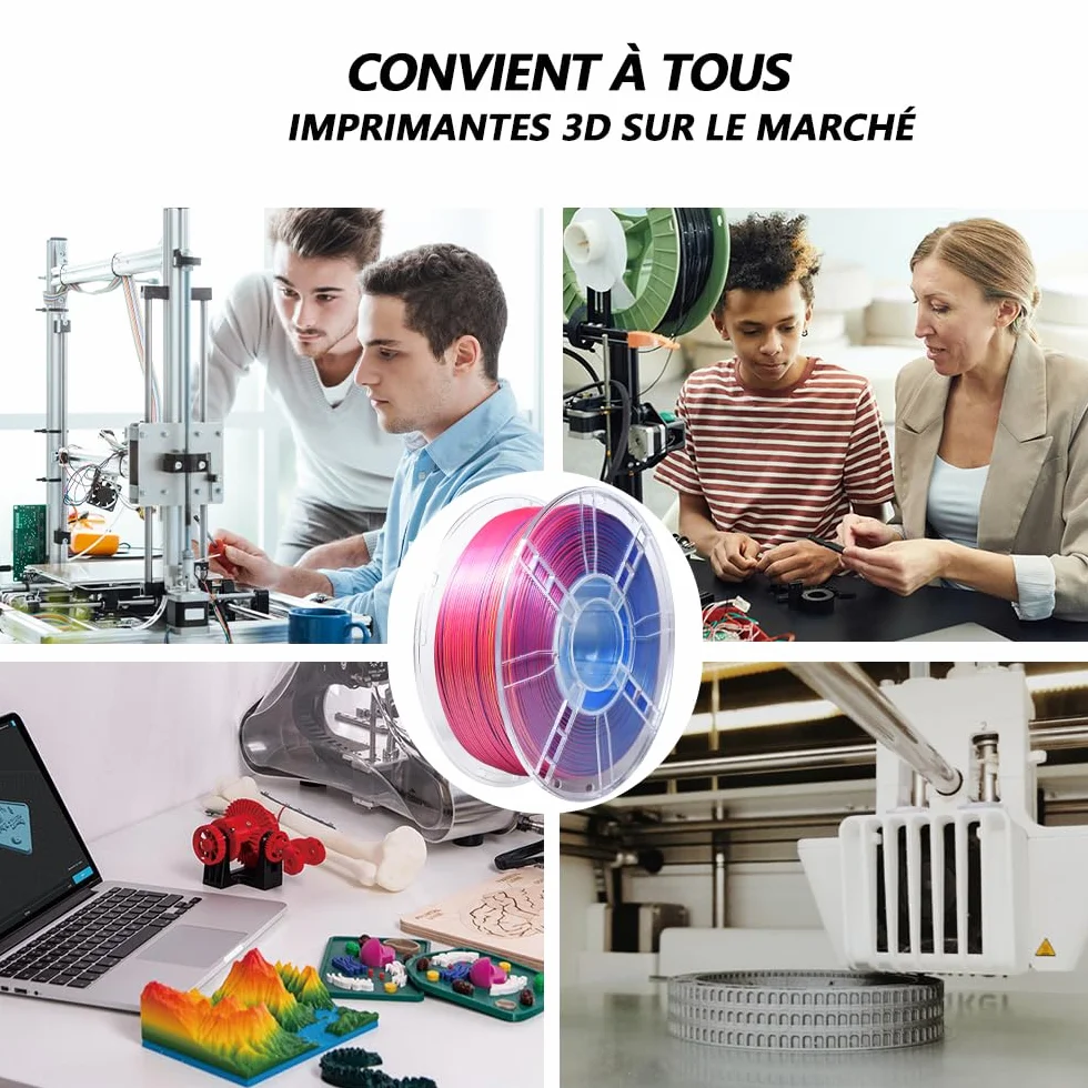 iBOSS Jedwabny PLA+ filament 1,75 mm trójkolorowy, lśniący połysk, do drukarek 3D FDM, dokładność wymiarowa +/- 0,02 mm, szpula 1 kg (2,2 lbs), Jedwabny Czerwony-Żółty-Niebieski