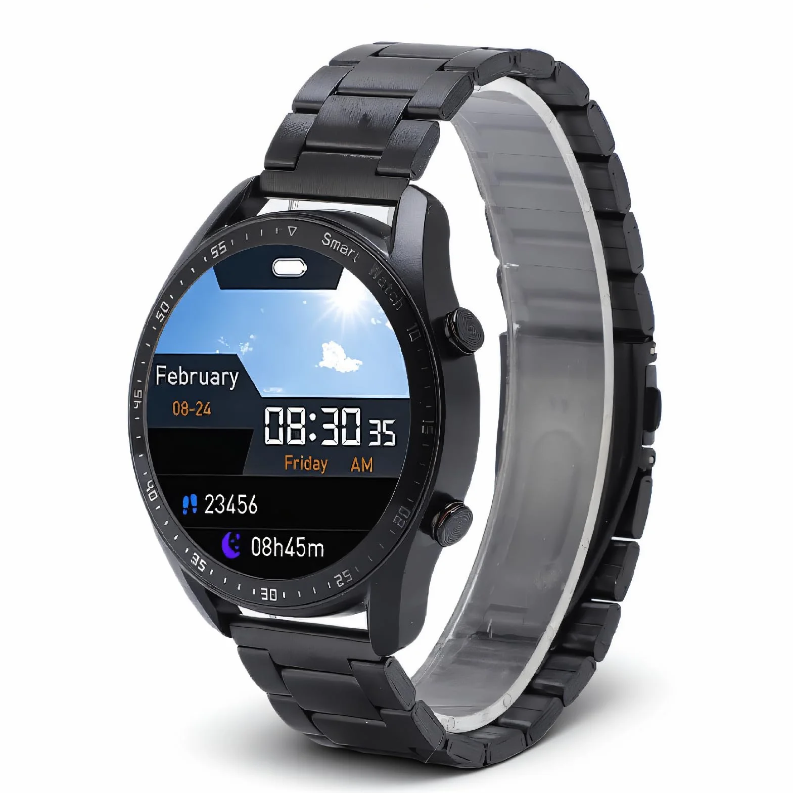ASHATA Inteligentny Zegarek, Business Watch Professional Watch z 1.5 Cali Pełny Ekran Dotykowy 4 Twarze Zegarków BT Call Powiadomienia Fitness Tracker dla Mężczyzn Kobiety