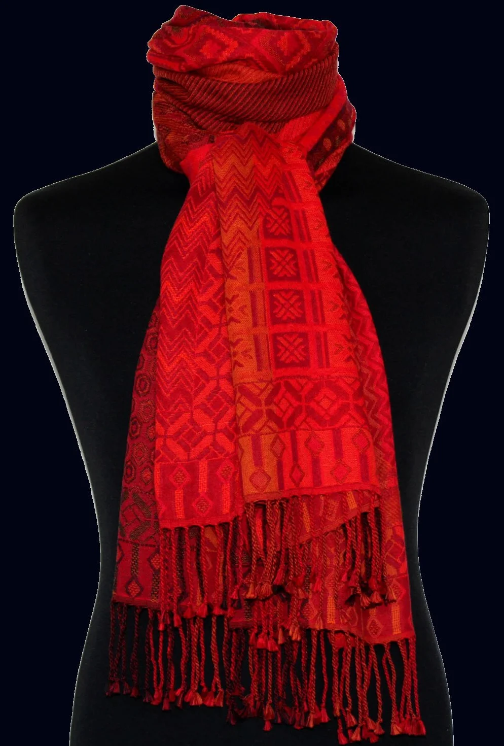 Lorenzo Cana 78515 damski szal Pashmina z 90% bawełny z 10% wełny, szal damski z włókien naturalnych, markowy szal z frędzlami, tkany, 70 cm x 180 cm