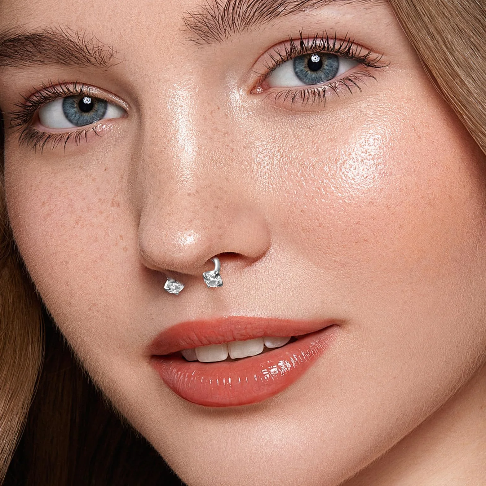 18 g kolczyk do nosa w kształcie podkowy, zestaw kolczyków do nosa, septum, 6 mm/7 mm/8 mm, tytanowy kolczyk do nosa, srebrny, z narzędziem chwytającym i igłą do piercingu z tyłu, helix