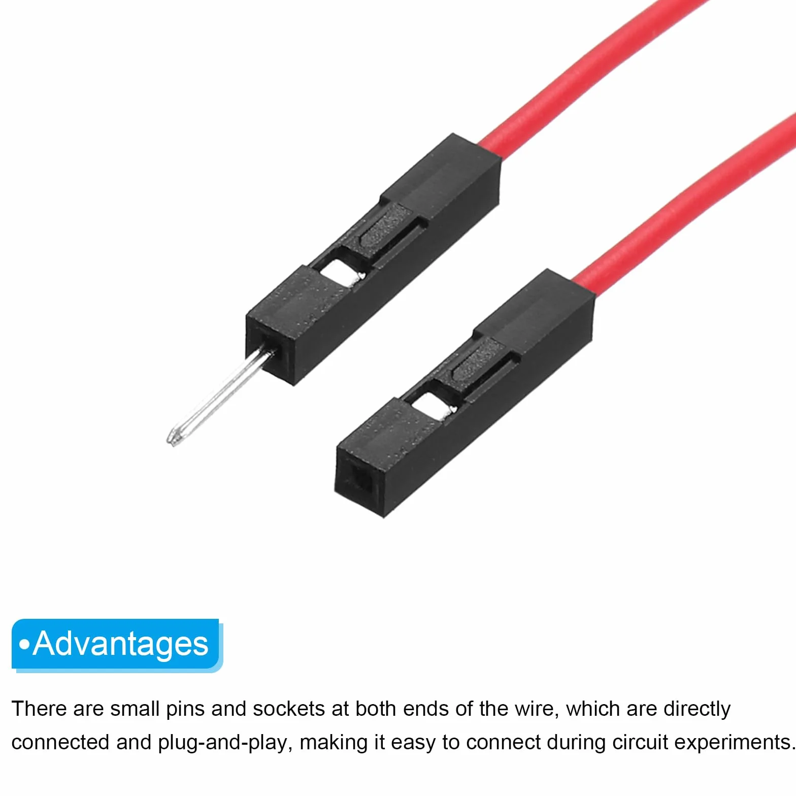 QUARKZMAN 1-biegunowy przewód mostkowy do płytek wtykowych, wtyczka na gniazdo, wymiar rastra 2,54 mm, kabel płaski, długość 10 cm, elektroniczny kabel taśmowy do elektroniki, 40 sztuk