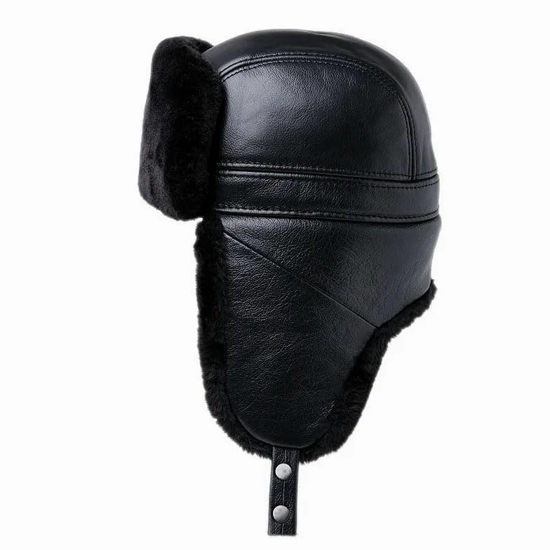 Gruba Męska Zimowa,Ciepła Czapka Nausznik Z Bawełny,Starsza,Zimowa,Futrzana Czapka,Brązowo-Szara,Rozmiar Xl 57-58 Cm(A-Xl57)
