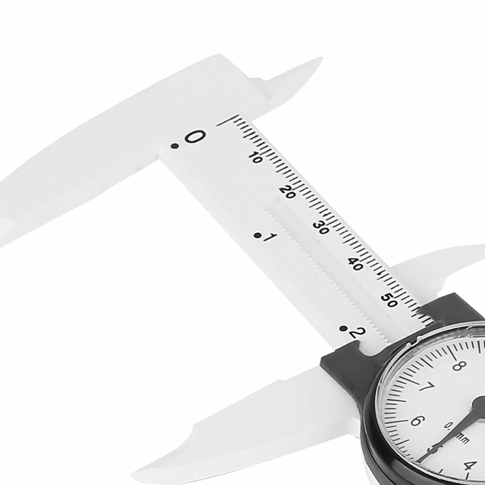 Vernier Suwmiarka 0,01 mm, szybkie i dokładne narzędzie pomiarowe z tworzywa sztucznego, do przemysłu biomedycznego, 0-150 mm (biały) + zacisk zegarowy