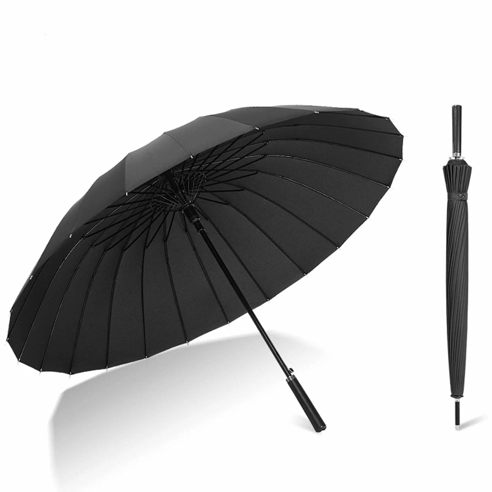 Duży parasol 24 żebra mocne wiatroszczelne włókno szklane Bumbersoll długi uchwyt ręczny biznes golf bumbershoot outdoor kobiety mężczyźni wiele kolorów KS46