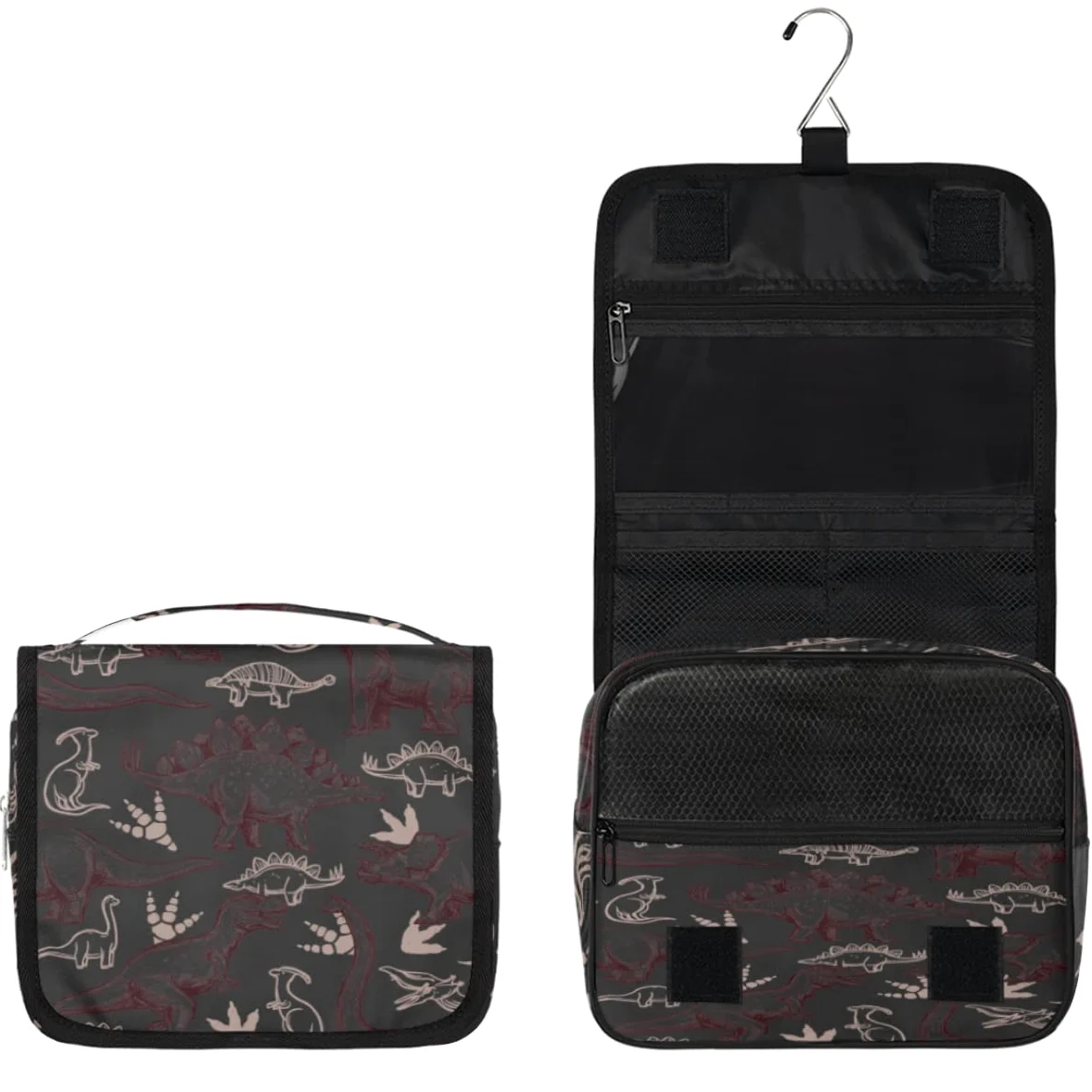 Podróżna kosmetyczka z dinozaurem nadruki dinozaur torebka na pranie torebka unisex wiszące przybory toaletowe kosmetyczny organizer do makijażu, wielobarwny, Jeden rozmiar