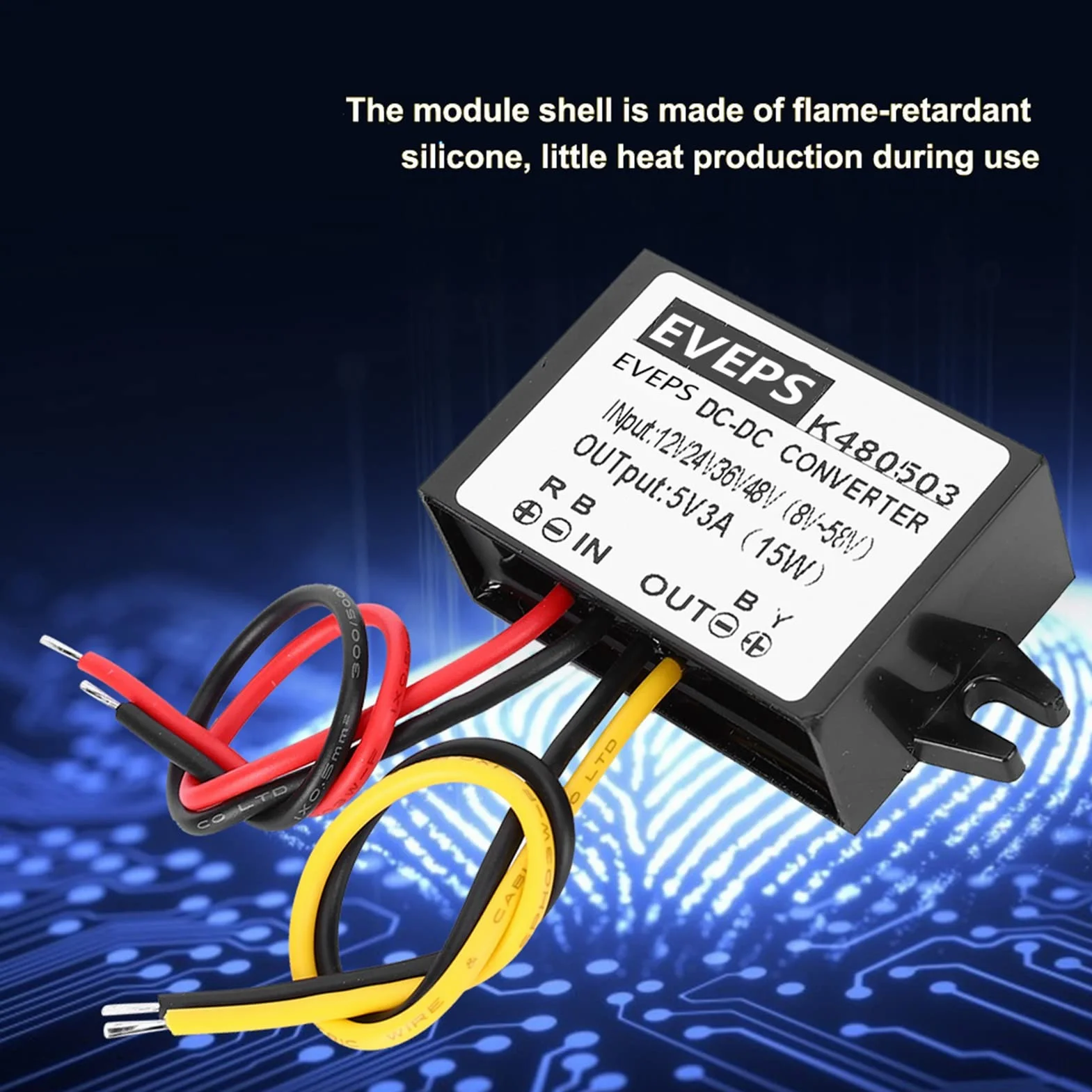 Przetwornica Napięcia Akozon DC-DC 12V/24V/36V/48V do 5V 3A Przetwornica Obniżająca Napięcie Moduł Zasilacza Obniżającego Napięcie do Ekranów LED, Kamer, Pomp Wodnych, Silników i