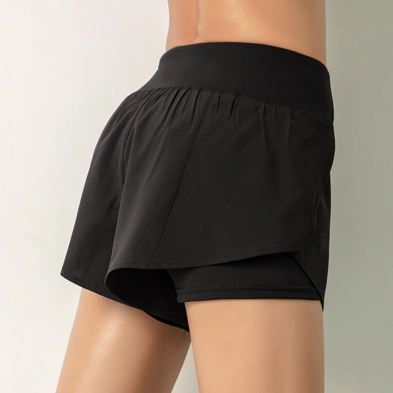 2 w 1 Kobiety Biegające Szorty z Szerokim Zasięgiem Kieszonkowym Warstwa Warstwy do Treningu Fitness Athletic Gym Homeswear, Sportowe Spodenki