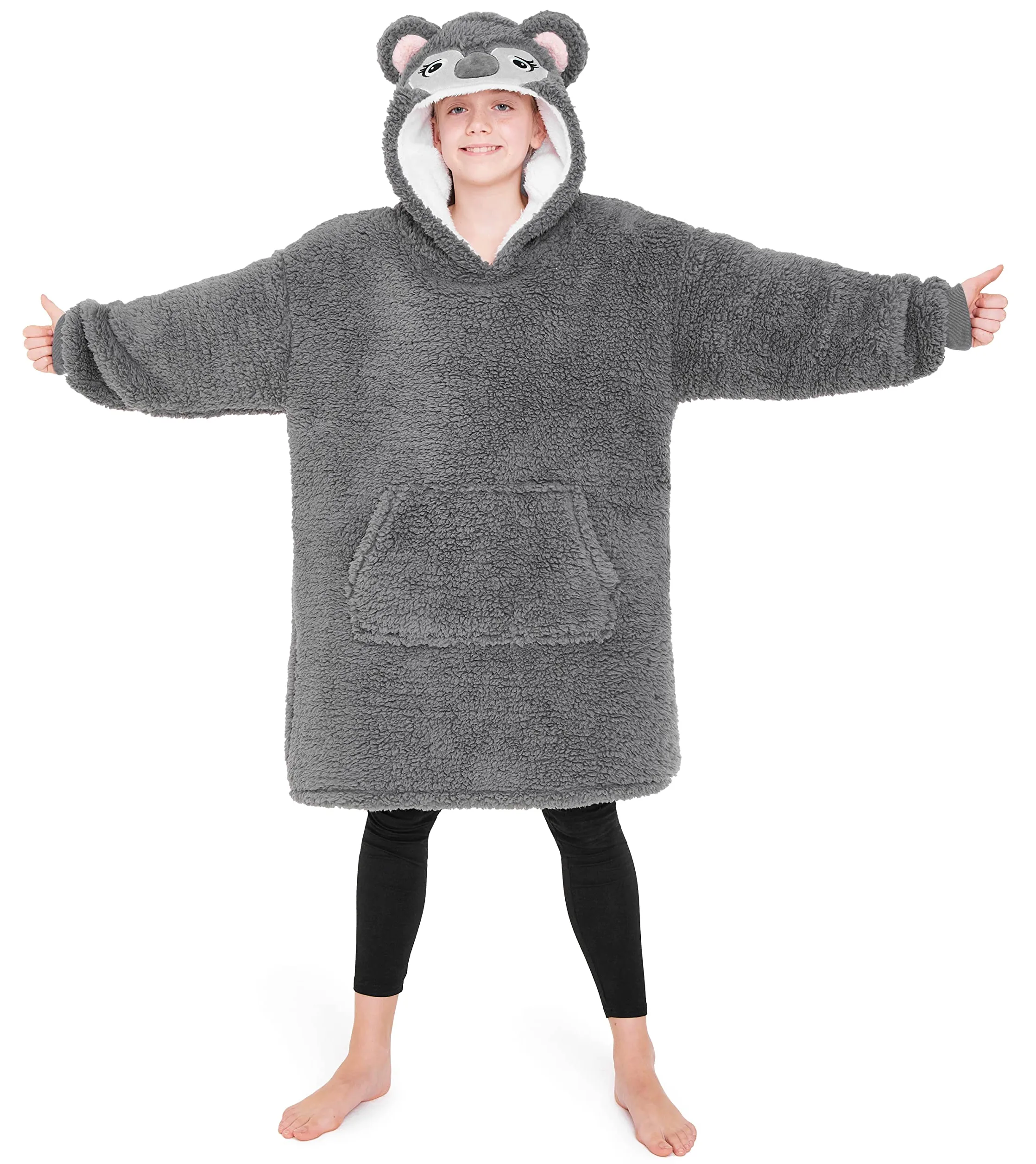 Bluza z kapturem koc oversize polarowa Szary koala